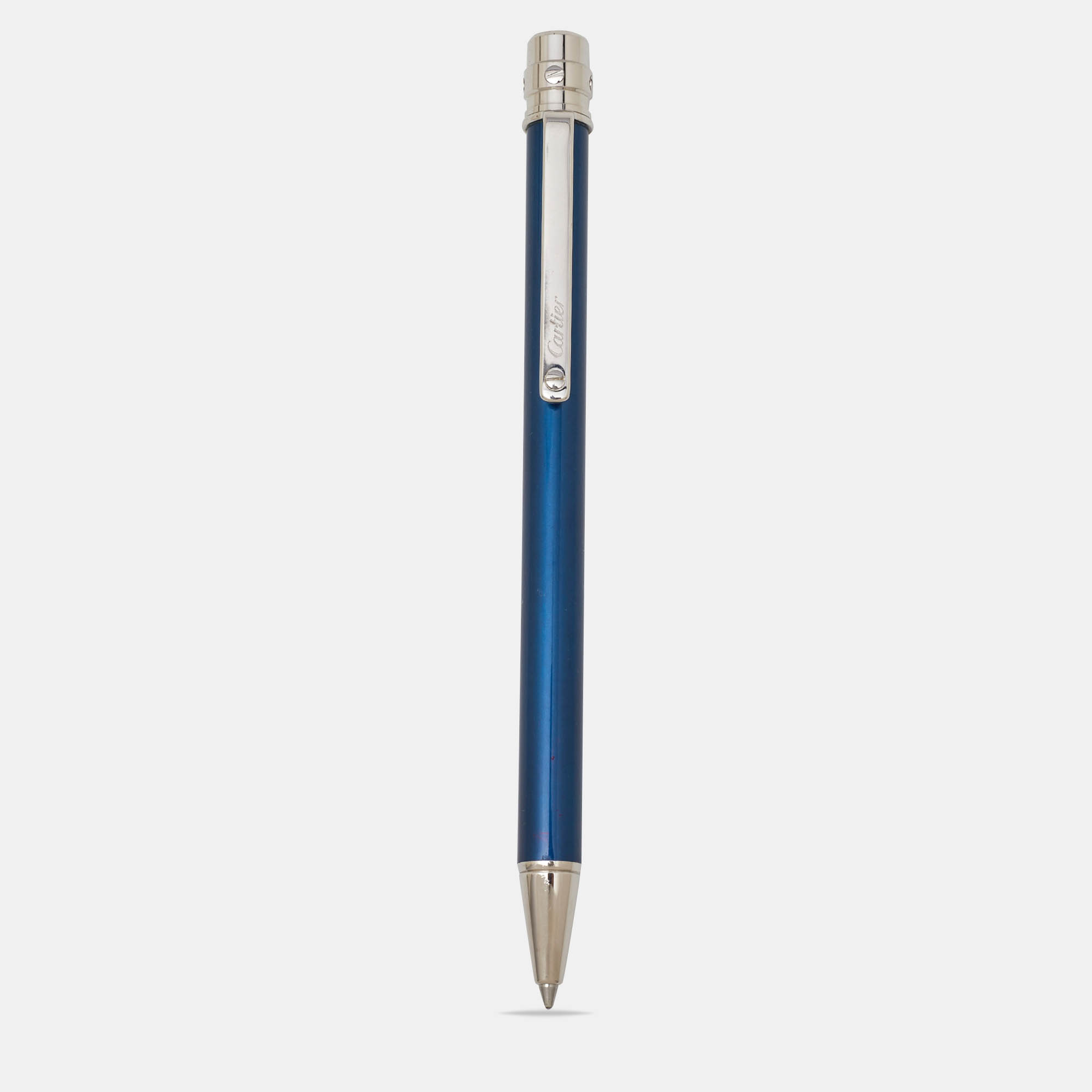 

Cartier Santos de Cartier Blue Lacquer Silver Tone Ballpoint Pen