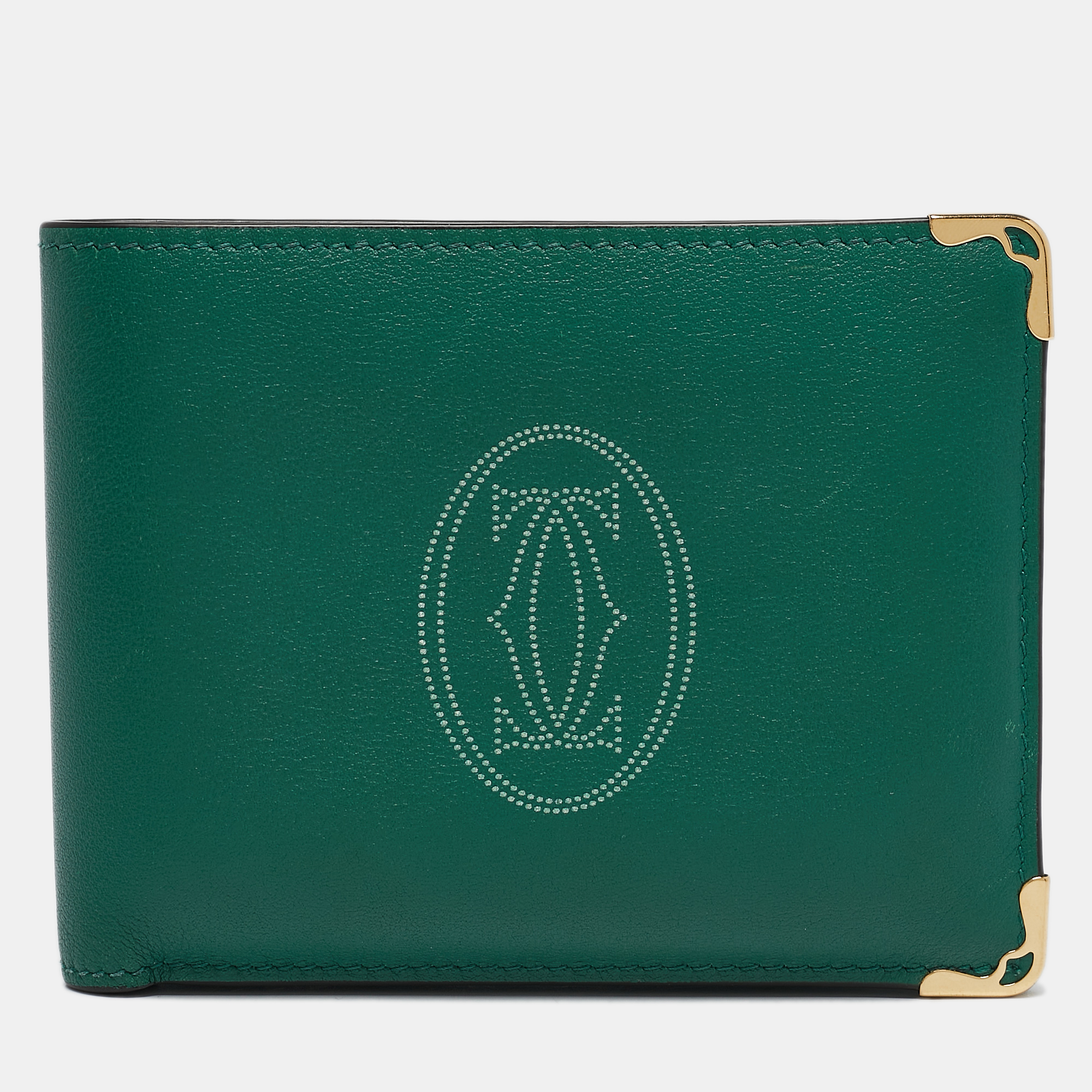 

Cartier Green Leather Must De Cartier 6CC Bifold Wallet