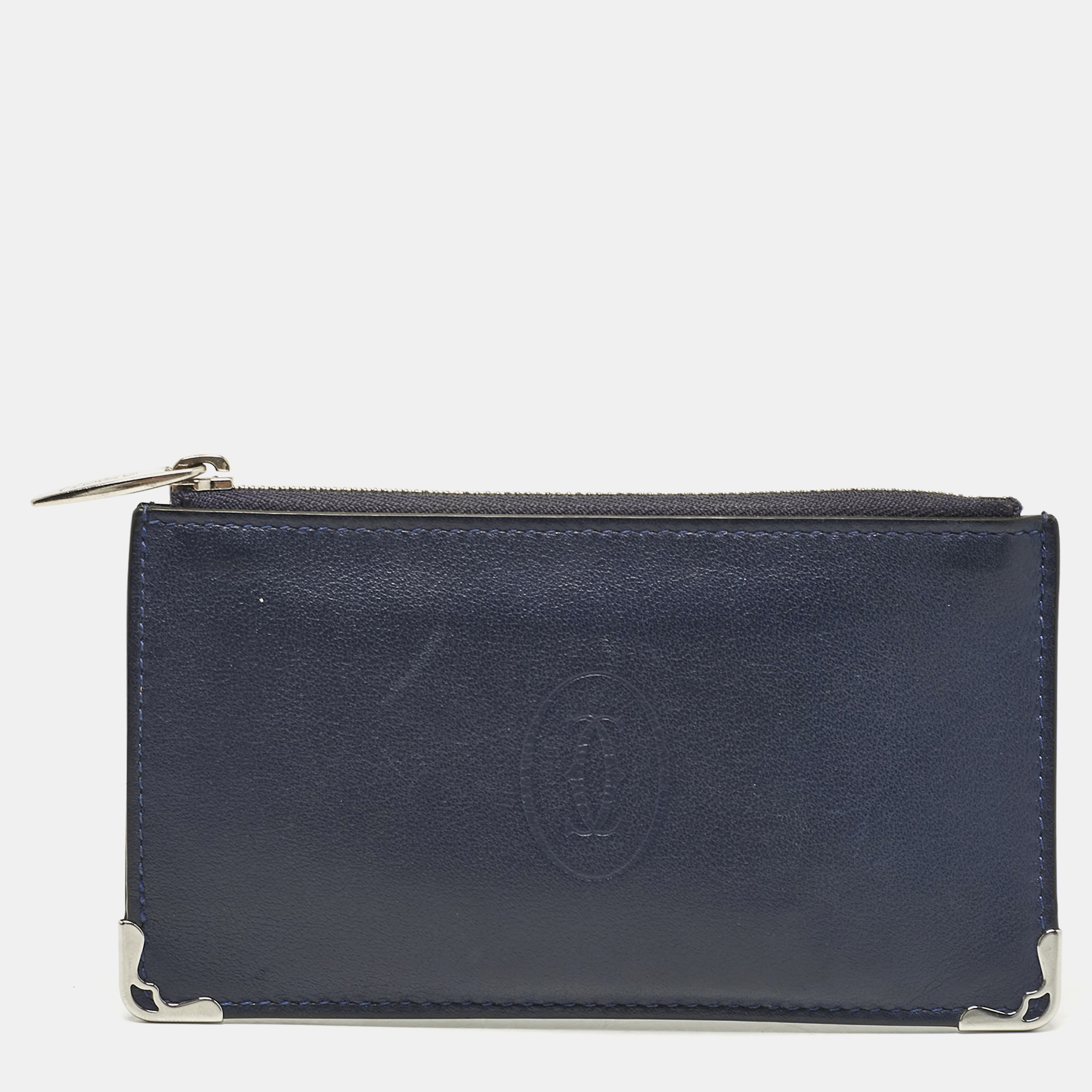 

Cartier Navy Blue Leather Must de Cartier Zip Card Holder