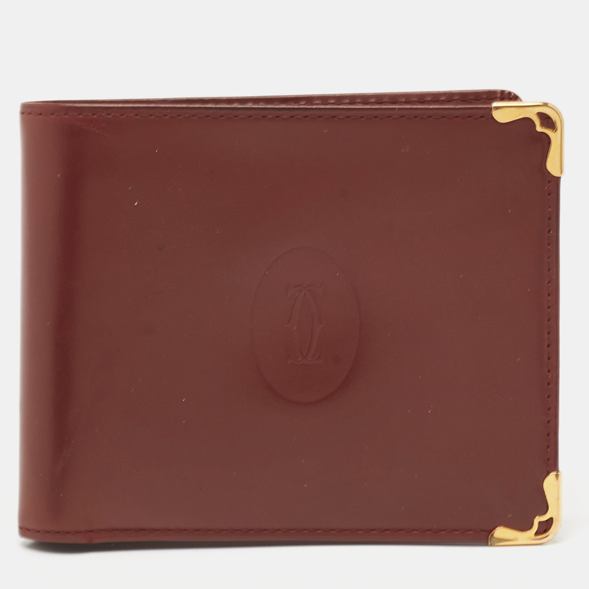 

Cartier Brown Leather Must De Cartier 6CC Bifold Wallet