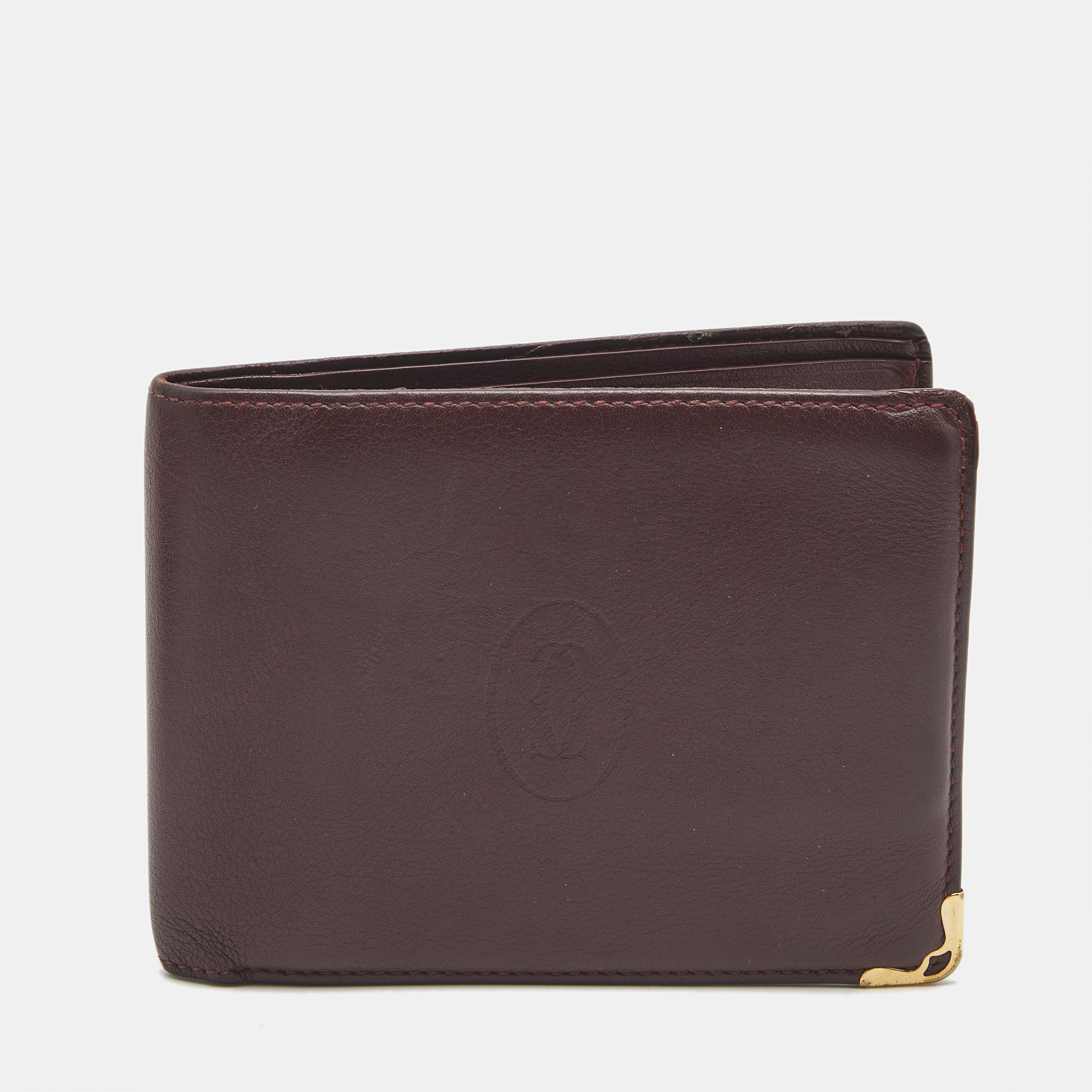 

Cartier Burgundy Leather Must de Cartier 6CC Bifold Wallet, Green