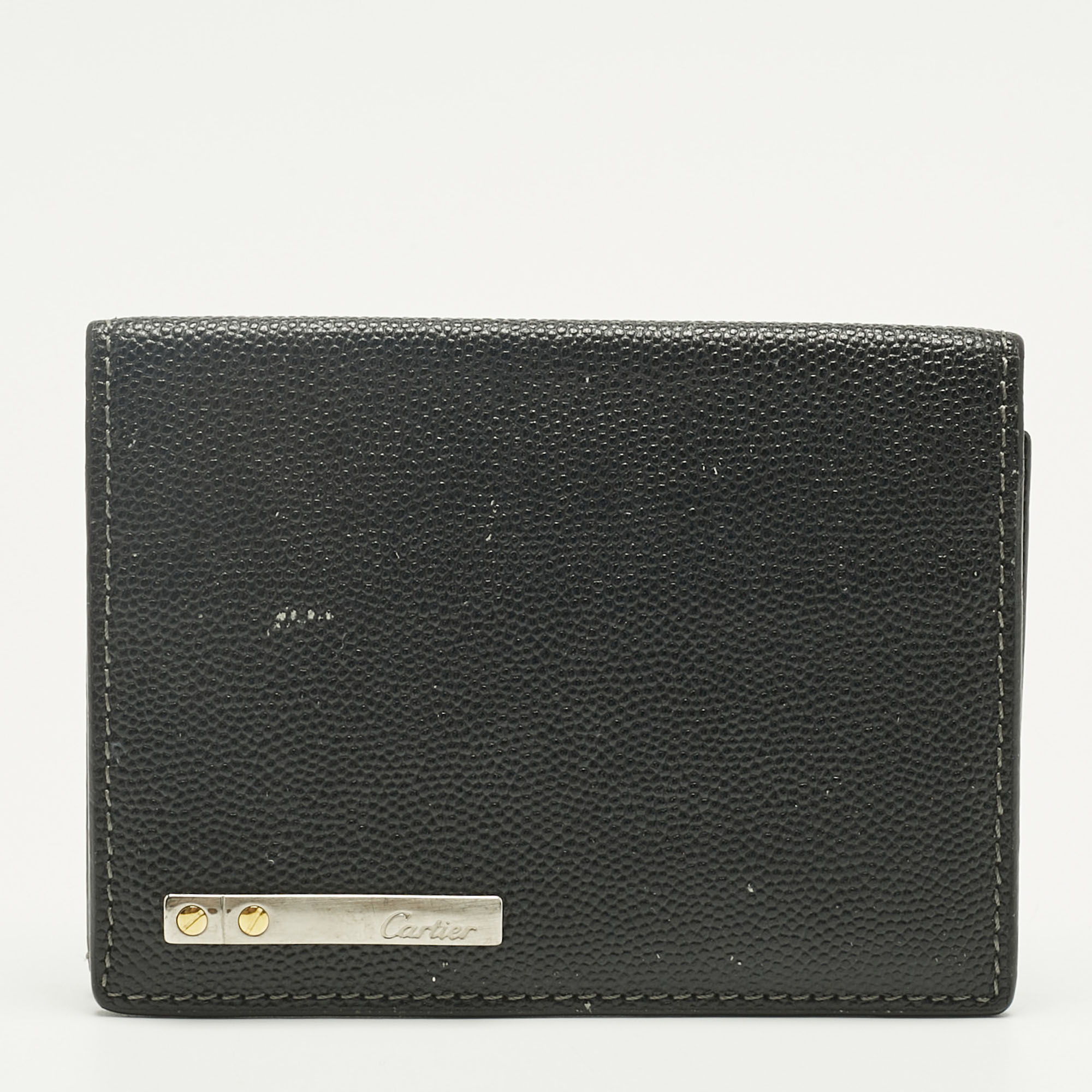 Cartier Black Leather Santos de Cartier Bifold Wallet