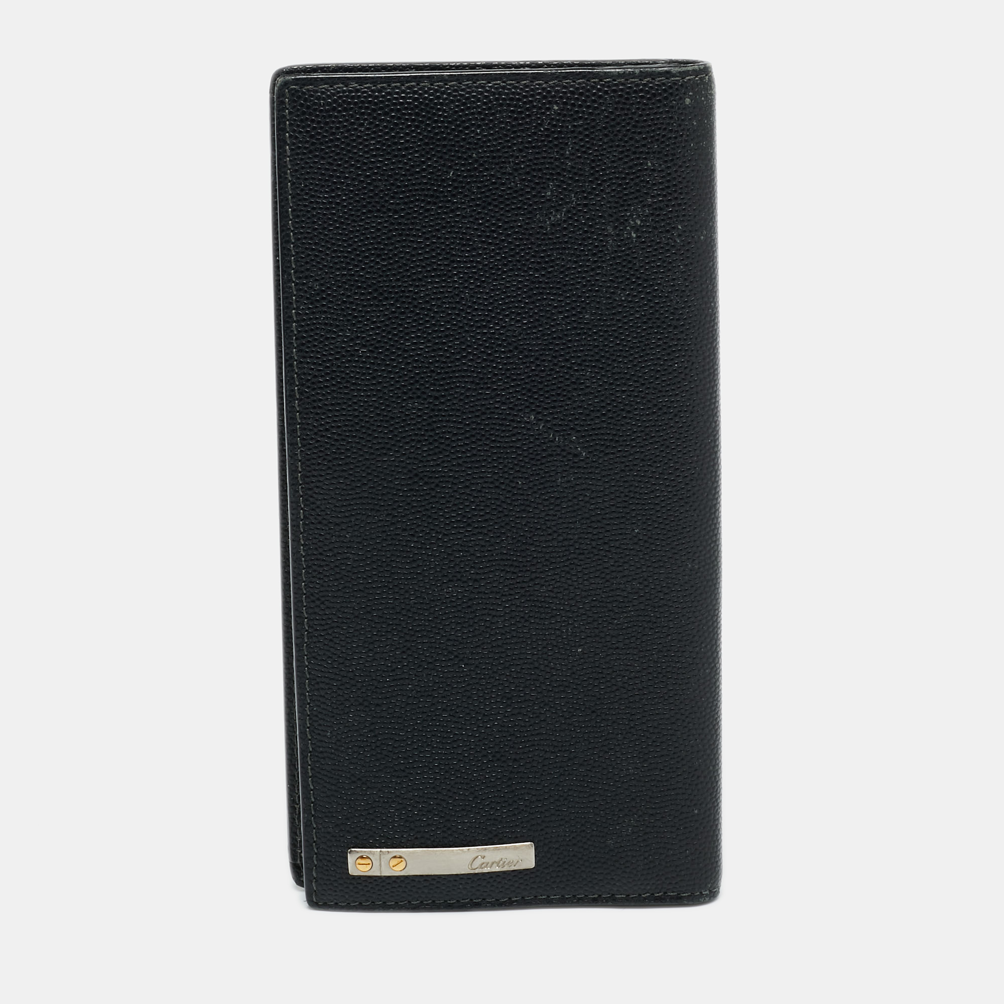 Cartier Black Leather Santos de Cartier Long Wallet