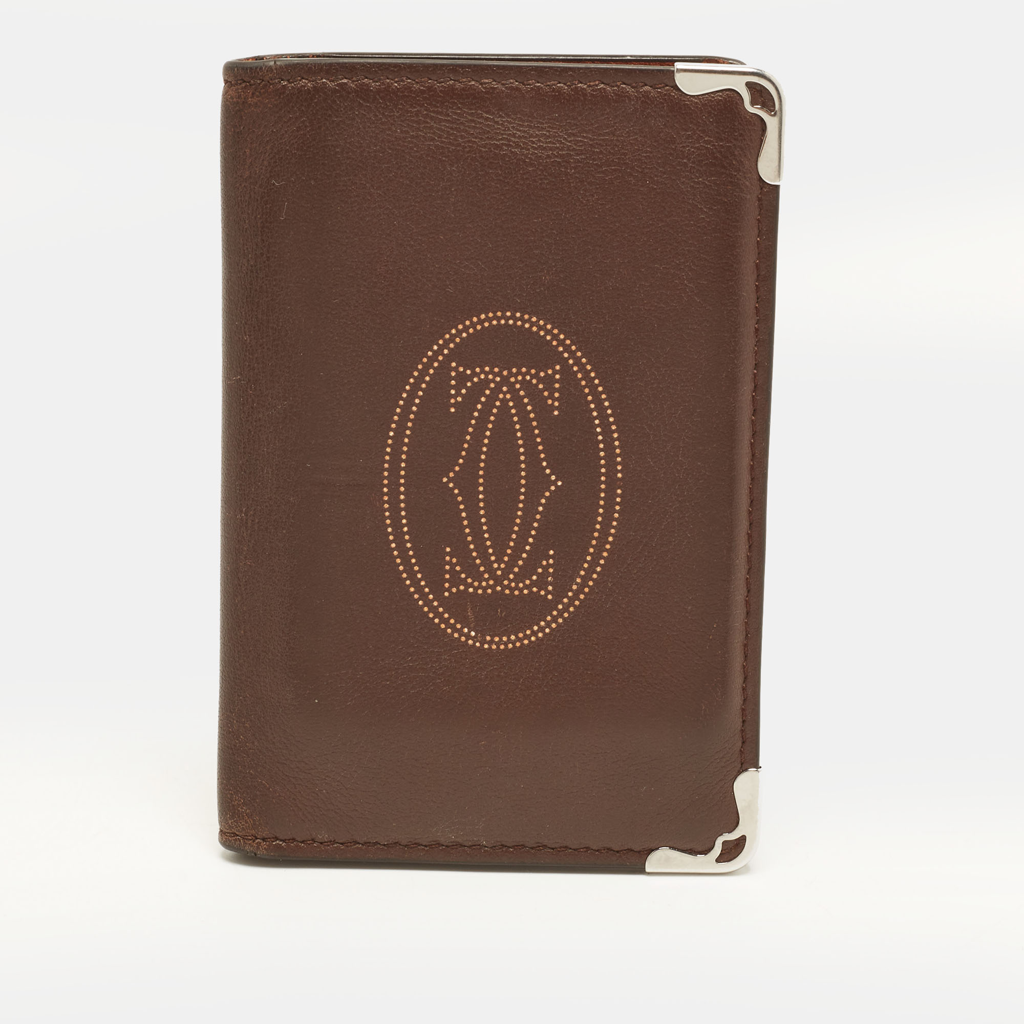 Pre-owned Cartier Brown Leather Bifold Card Holder