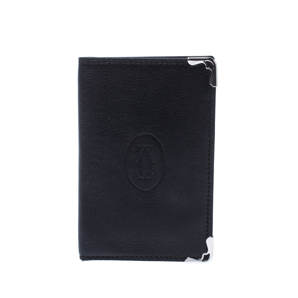 مملوكة مسبقًا Cartier Black Leather Must De Cartier Card Holder