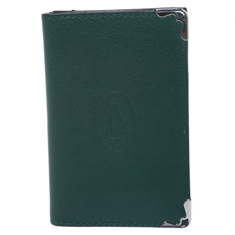 Cartier Green Leather Must De Cartier Card Holder