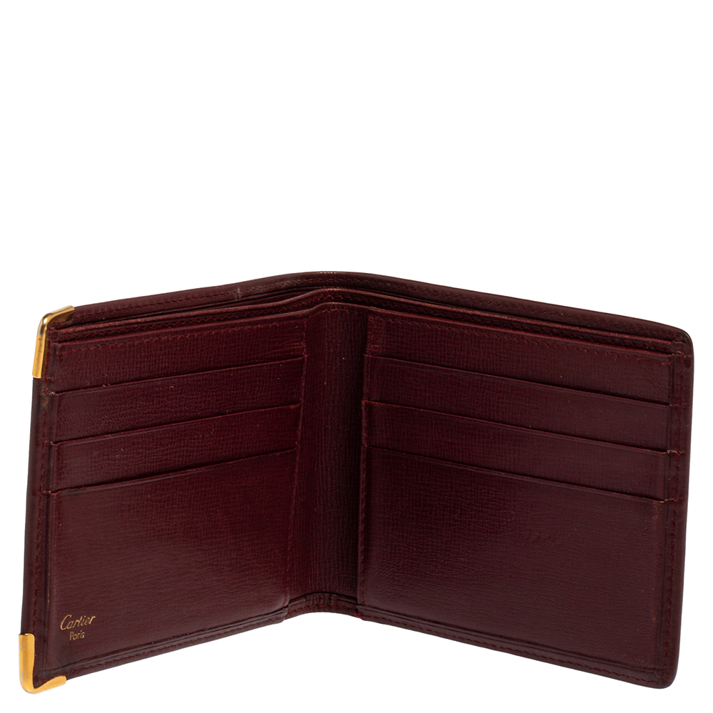 

Cartier Maroon Leather Must De Cartier 6CC Bifold Wallet, Burgundy