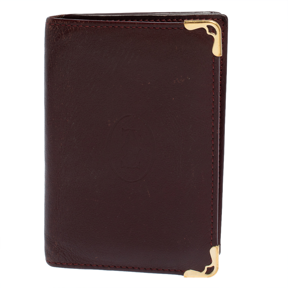 Pre-owned Cartier Card Holder In Burgundy