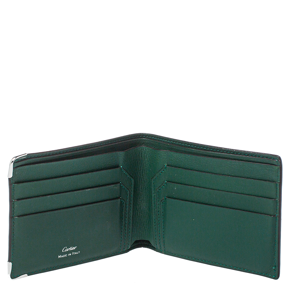 

Cartier Green Leather Must De Cartier Bifold Wallet