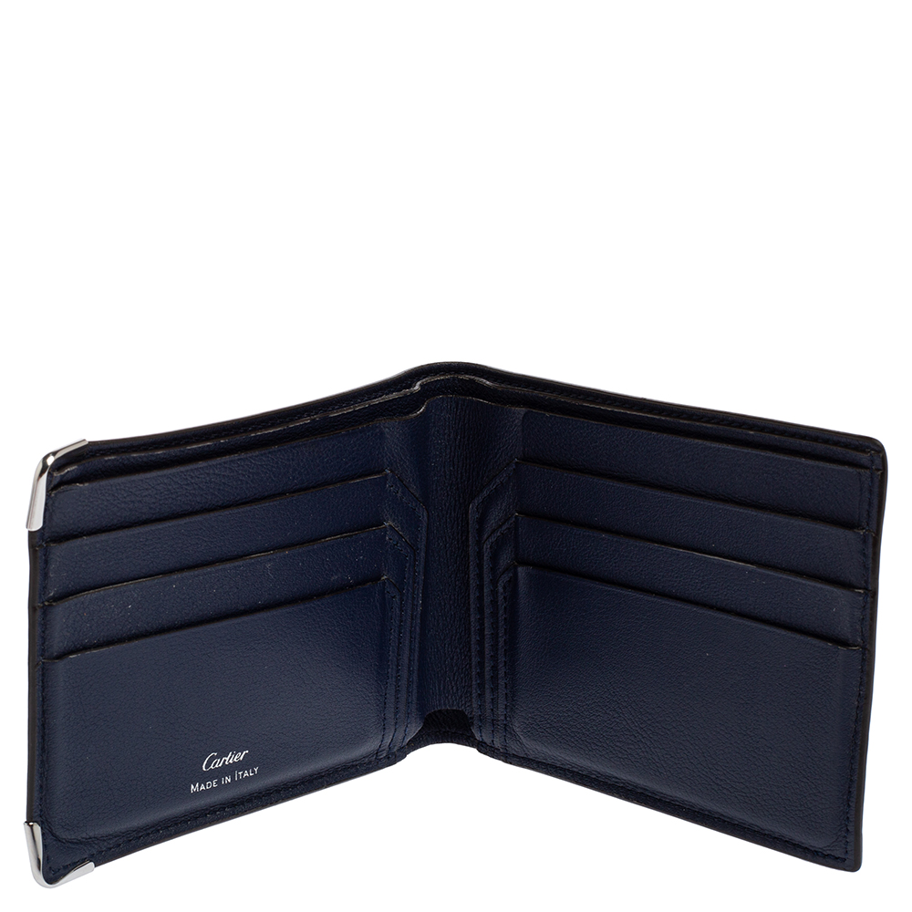 

Cartier Blue Leather Must De Cartier 6CC Bifold Wallet