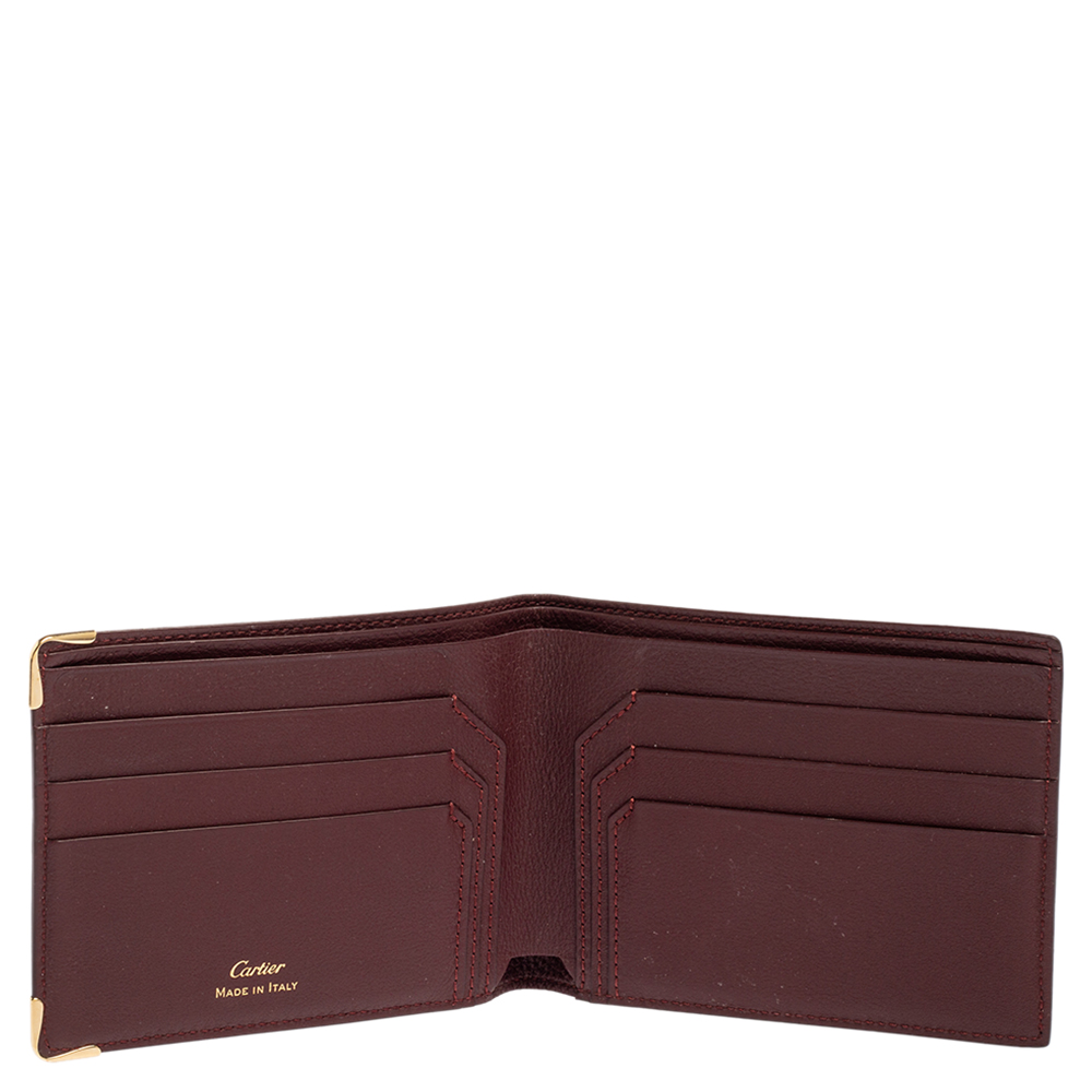 

Cartier Dark Red Leather Must De Cartier 6CC Bifold Wallet