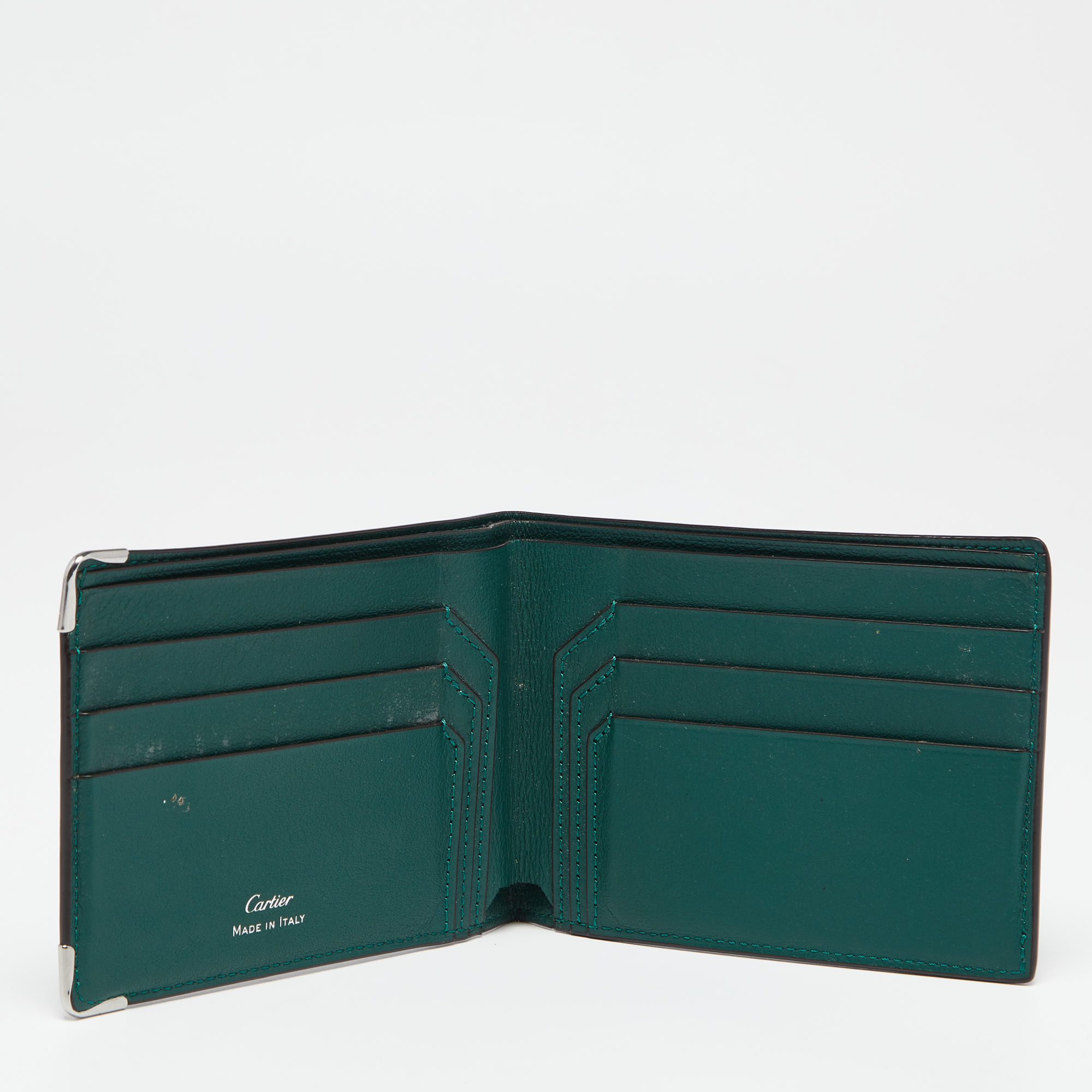 

Cartier Green Leather Must De Cartier Bifold Wallet