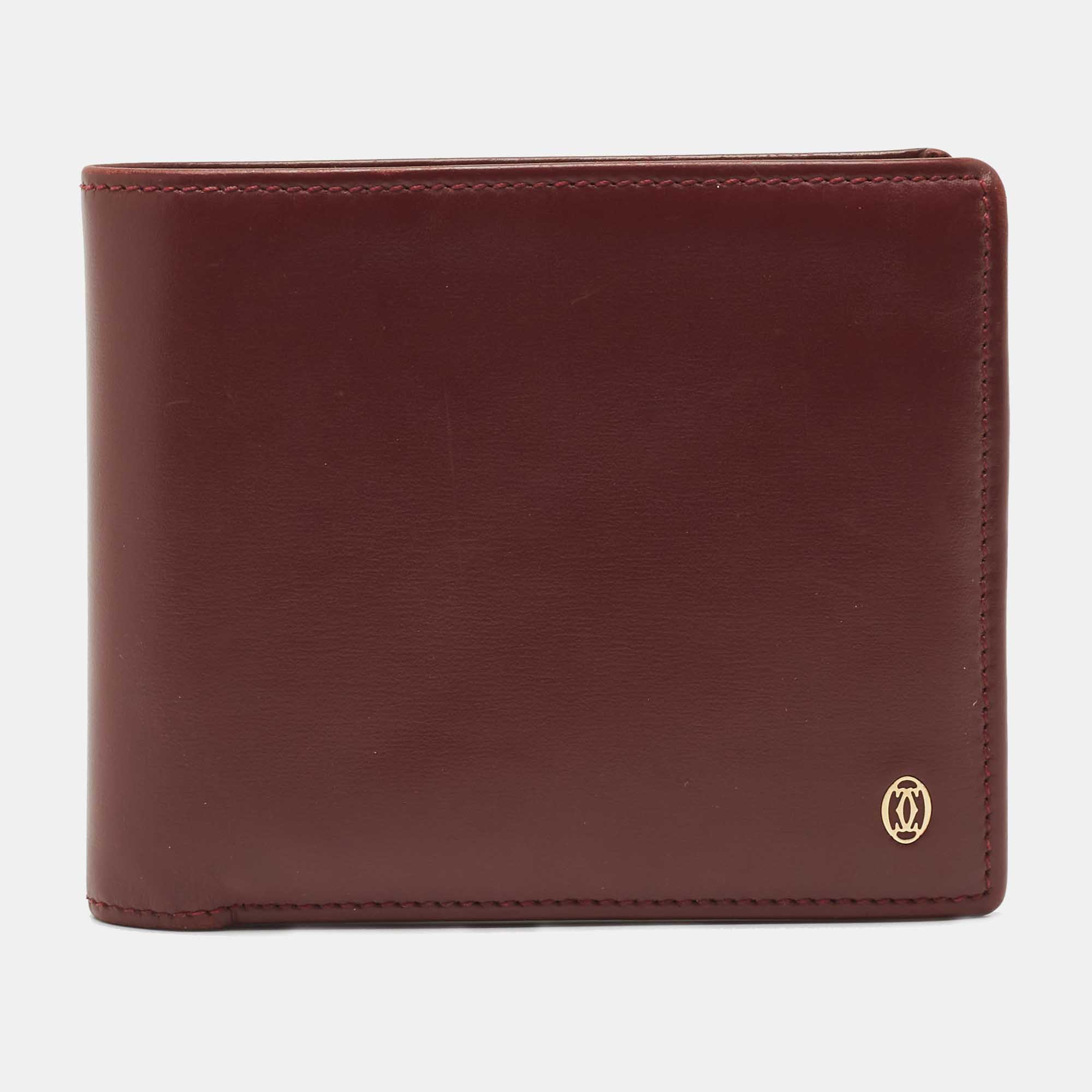 Pre-owned Cartier Bifold Wallet In Burgundy