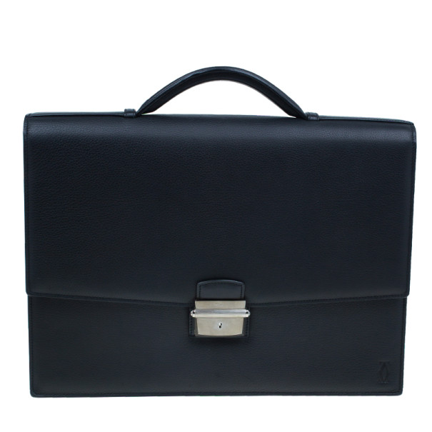 Cartier Black Leather Pasha Briefcase 