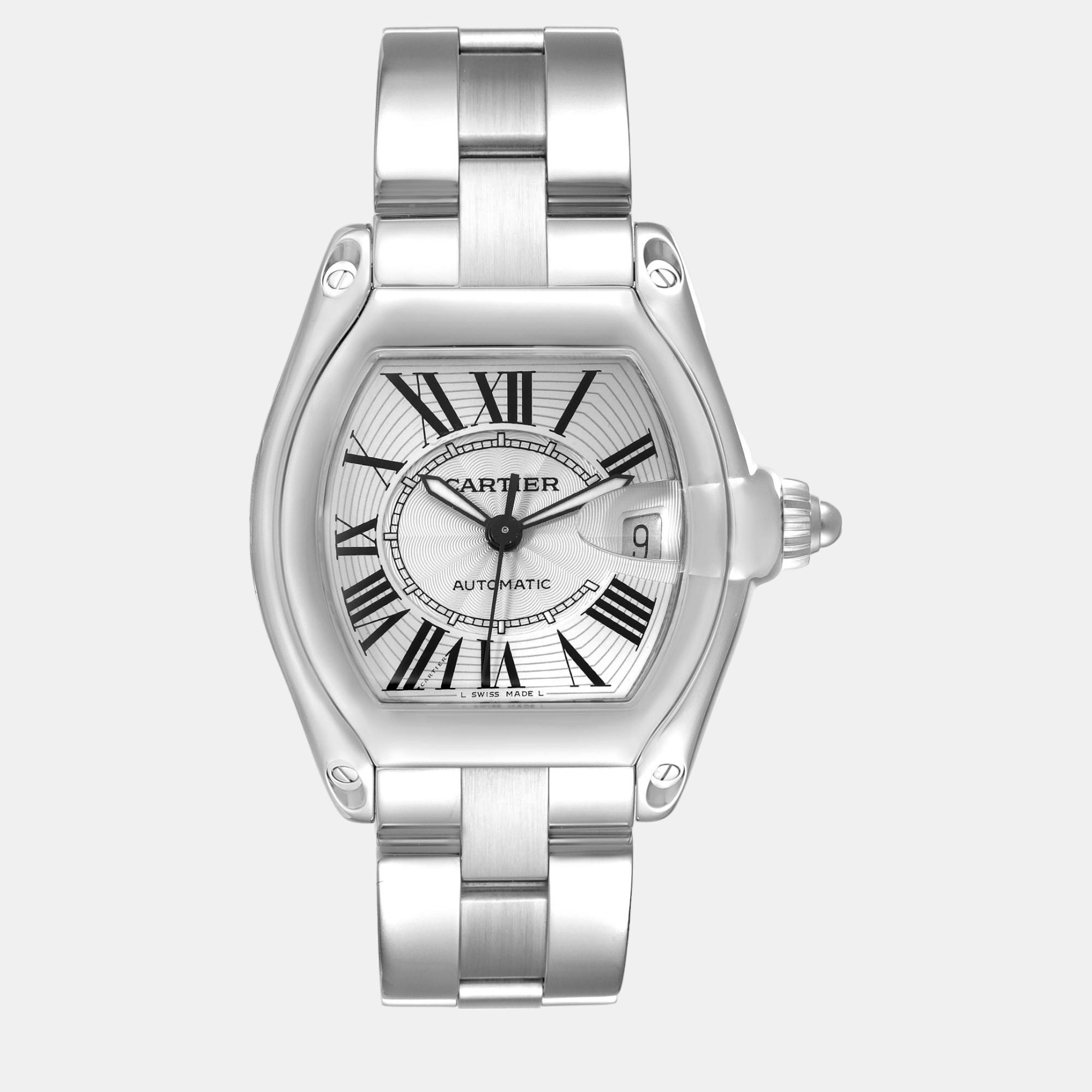 

Cartier Roadster Large Silver Dial Steel Men's Watch 38 mm