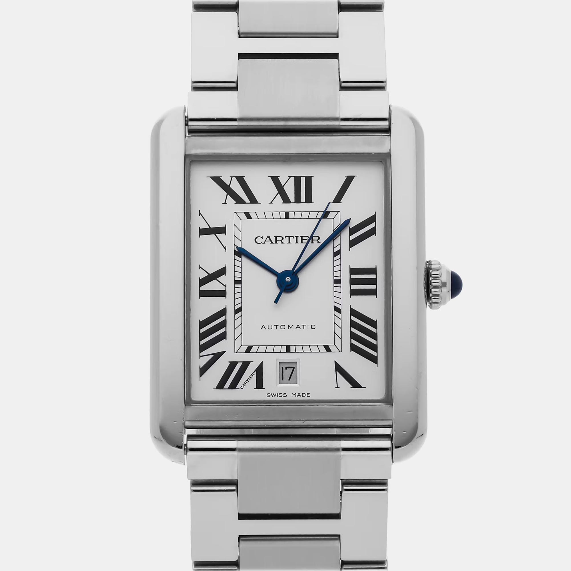 

Cartier Silver Stainless Steel Tank W5200028 Automatic Men's Wristwatch 31 mm