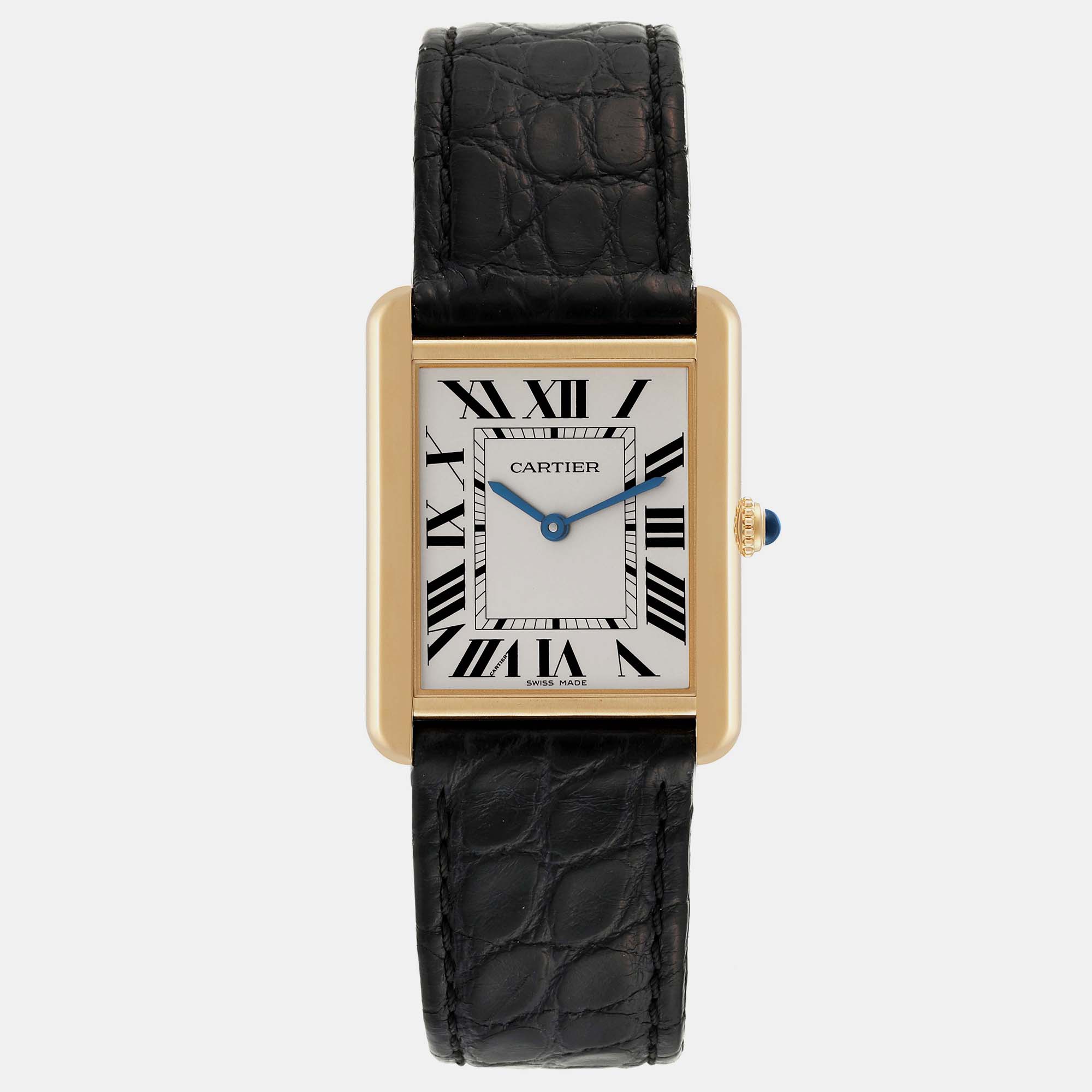 

Cartier Tank Solo Large Yellow Gold Steel Men's Watch 27 mm, Silver