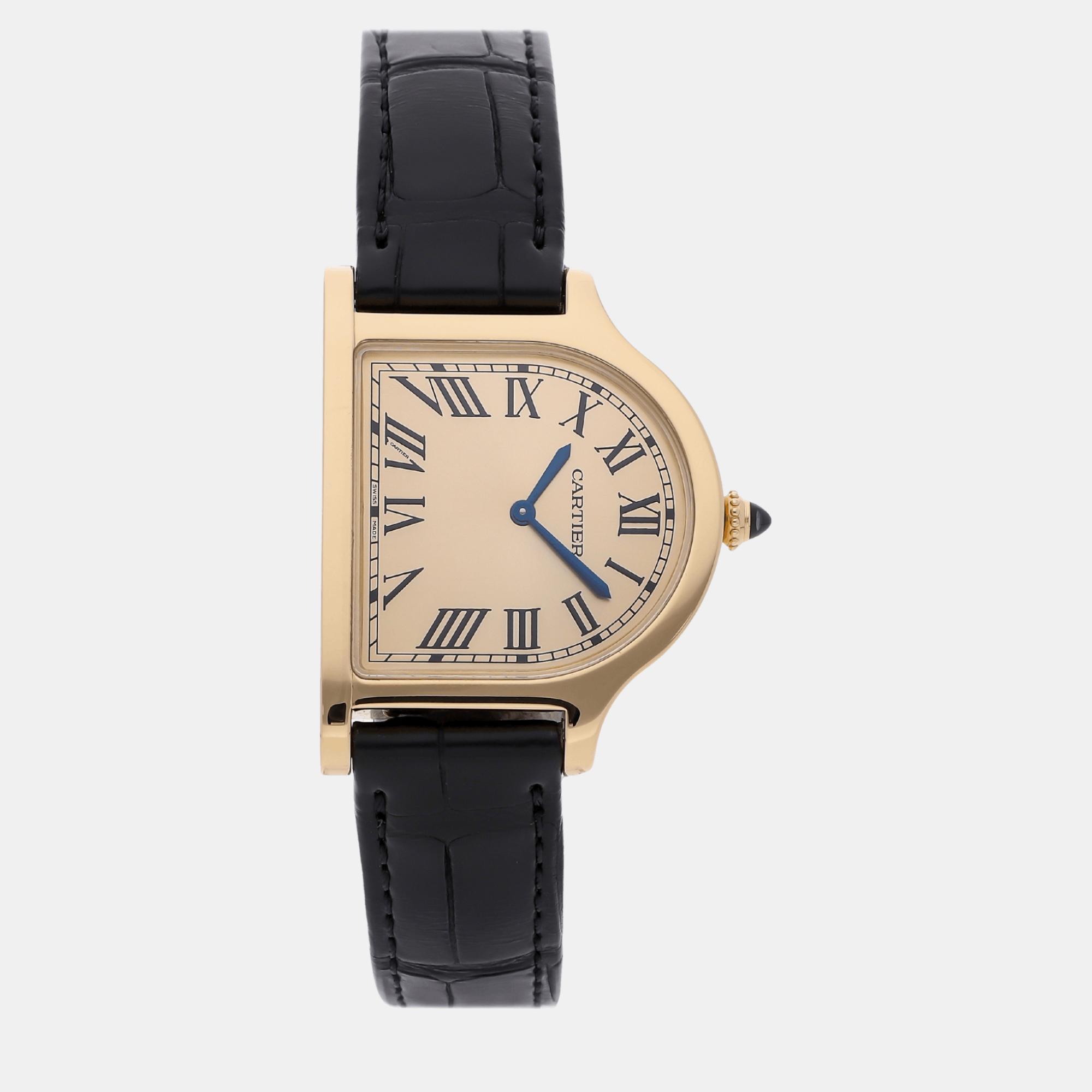 

Cartier Champagne 18k Yellow Gold Cloche De Cartier WGCC0002 Manual Winding Men's Wristwatch 28 mm