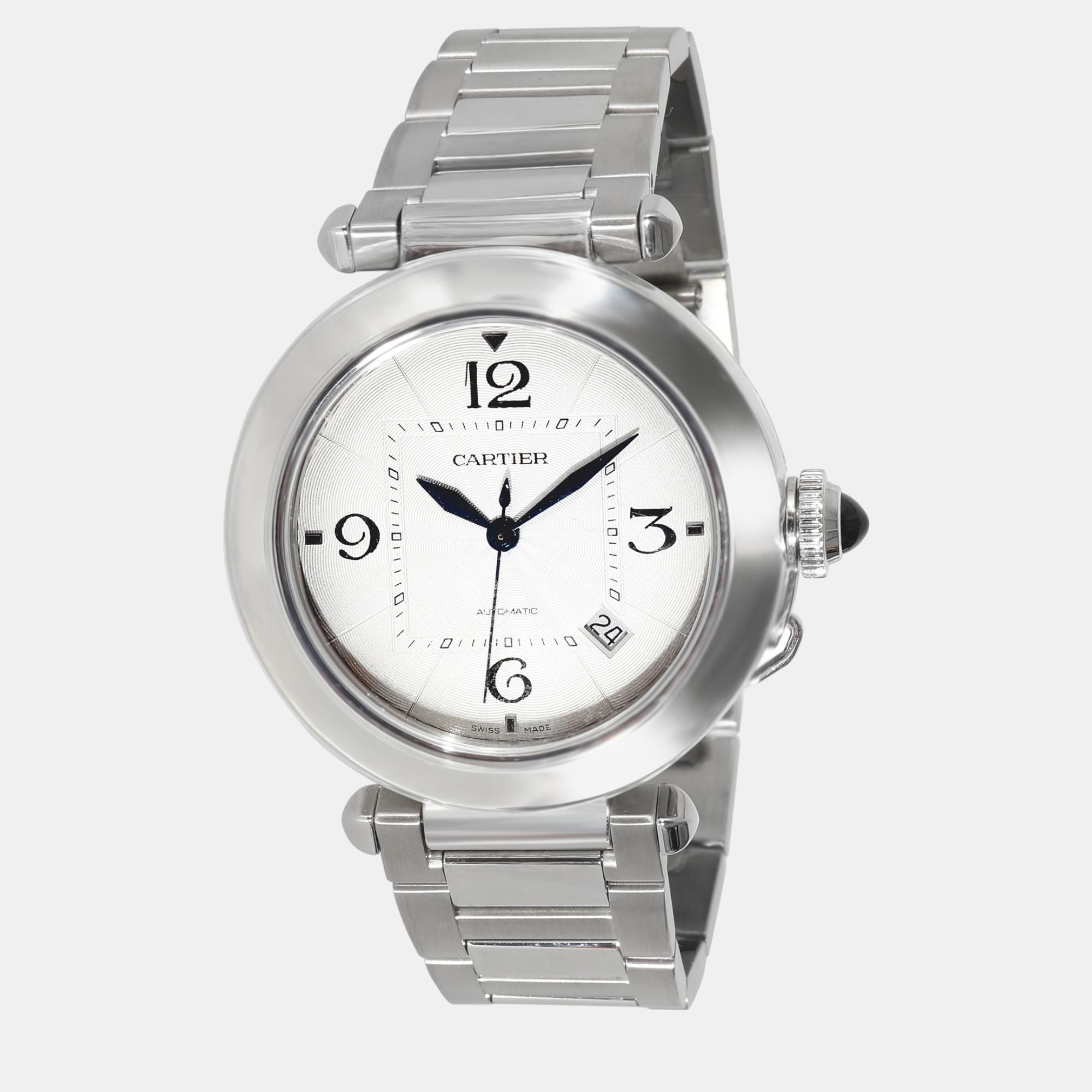 

Cartier Silver Stainless Steel Pasha de Cartier Automatic Men's Wristwatch 41 mm