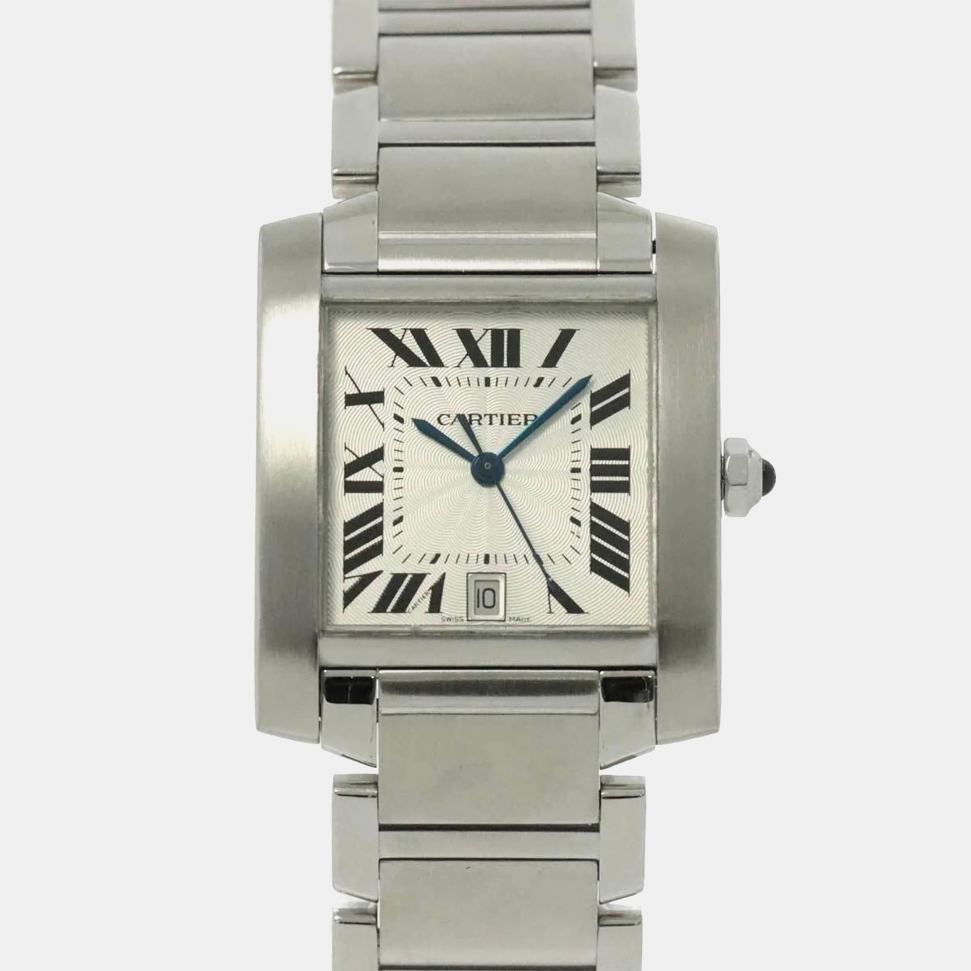 

Cartier Silver Stainless Steel Tank Francaise W51002Q3 Automatic Men's Wristwatch 28 mm