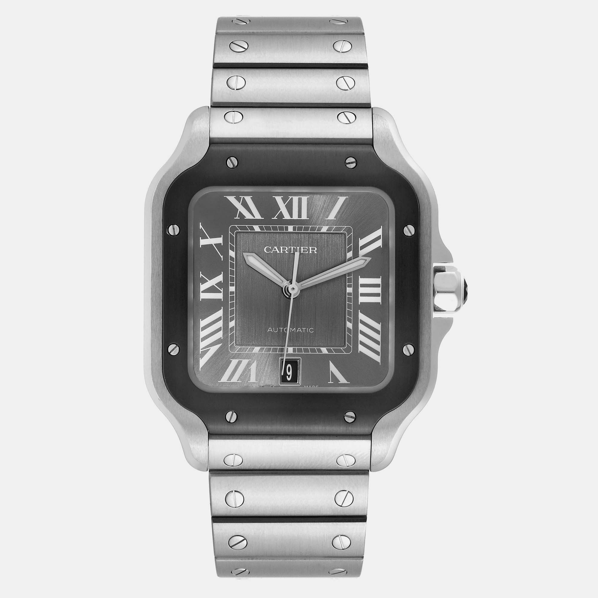 

Cartier Santos Steel ADLC Grey Dial Mens Watch WSSA0037 39.8 mm x 47.5 mm, Black