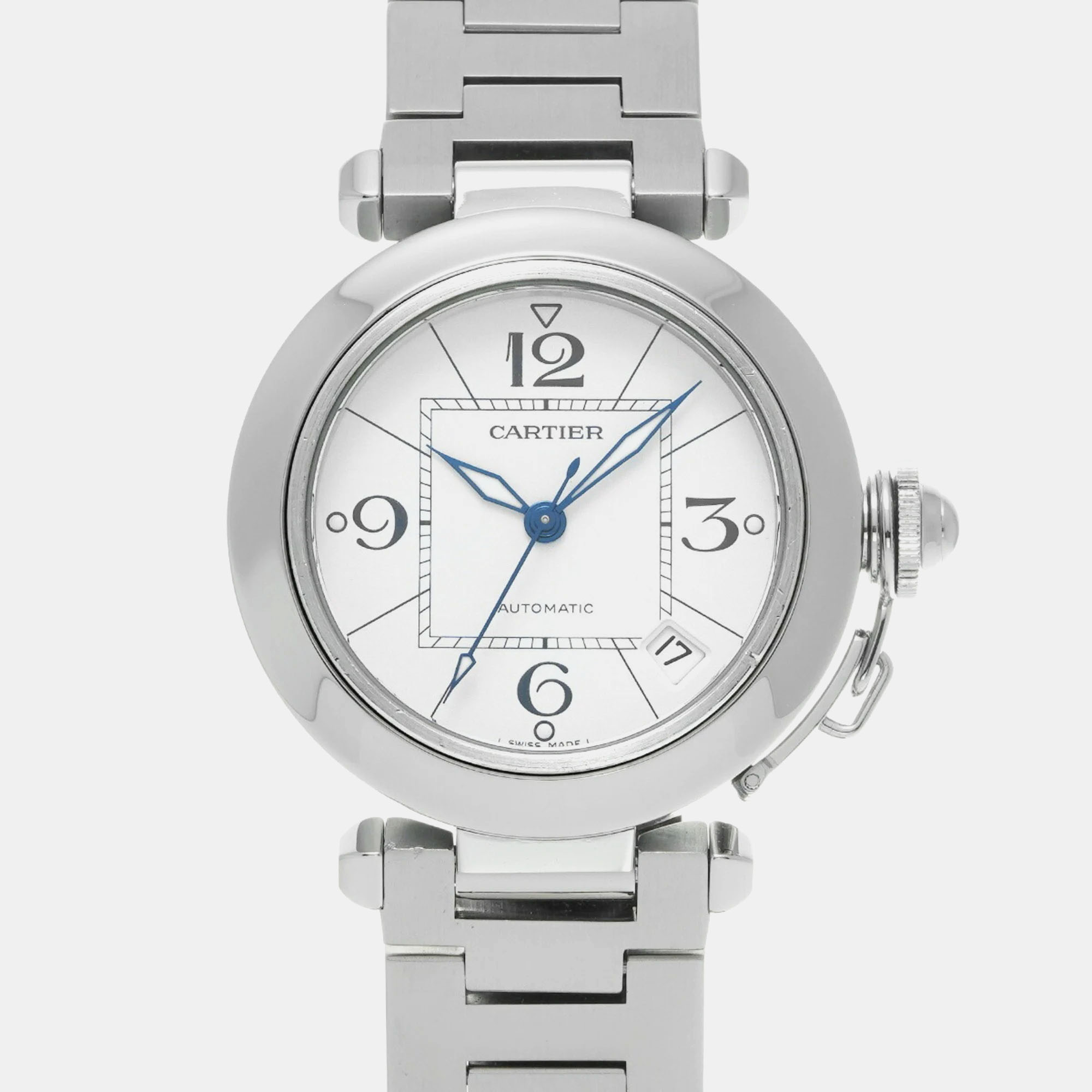 

Cartier Silver Stainless Steel Pasha C Automatic Men's Wristwatch 35 mm
