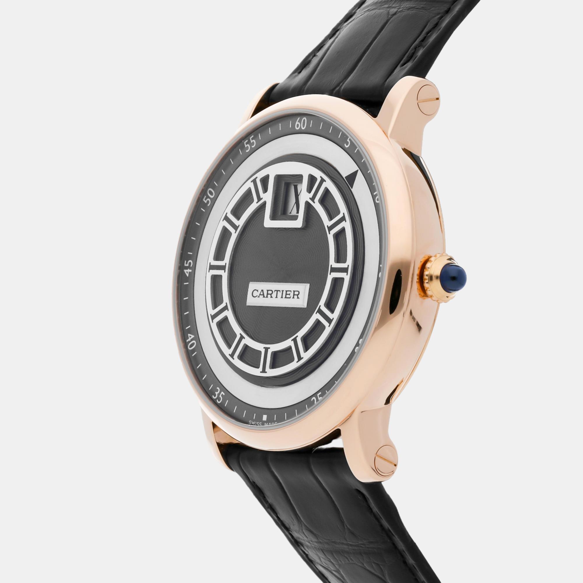 Cartier Grey 18k Rose Gold Rotonde W1553751 Manual Winding Men`s Wristwatch 42 mm 