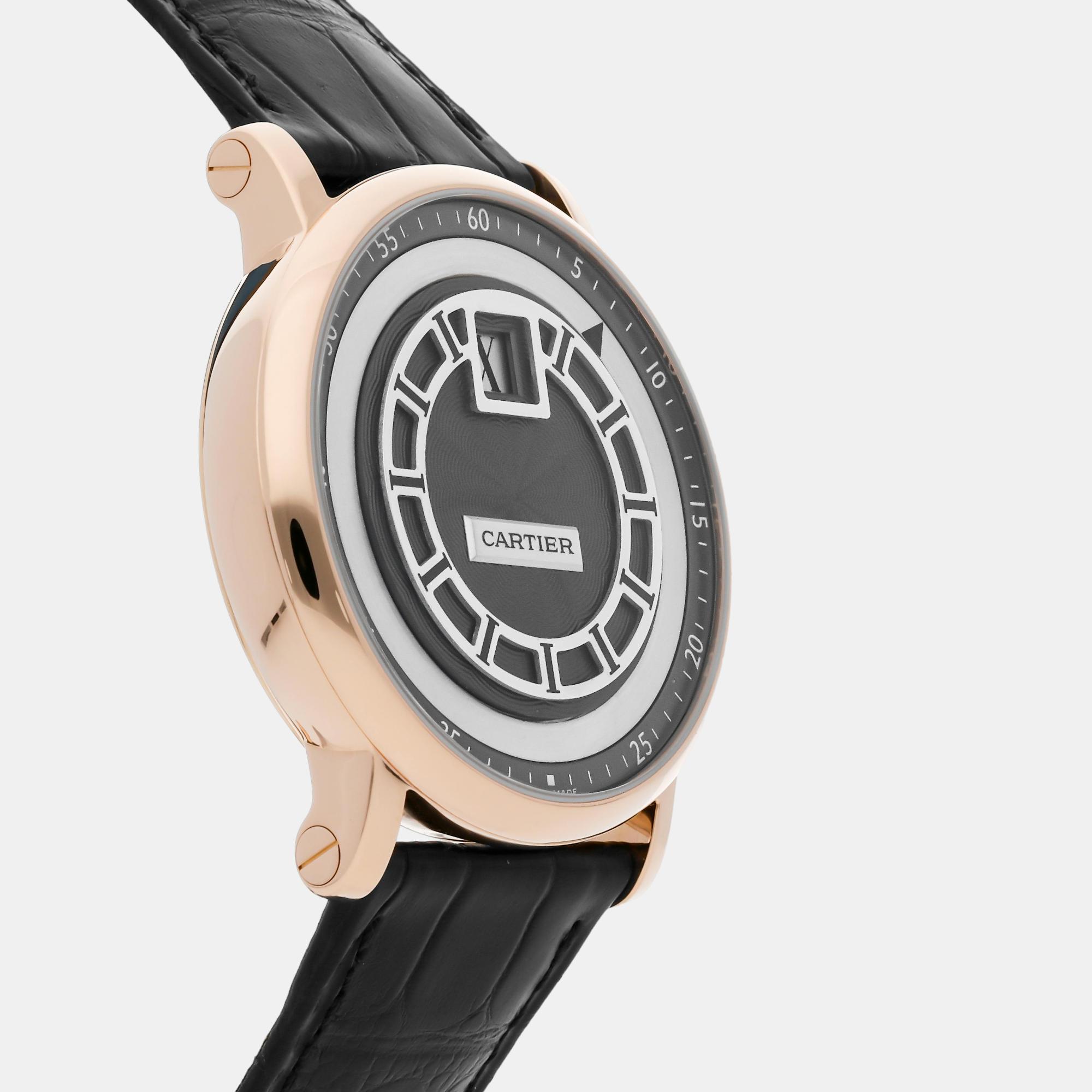 Cartier Grey 18k Rose Gold Rotonde W1553751 Manual Winding Men`s Wristwatch 42 mm 