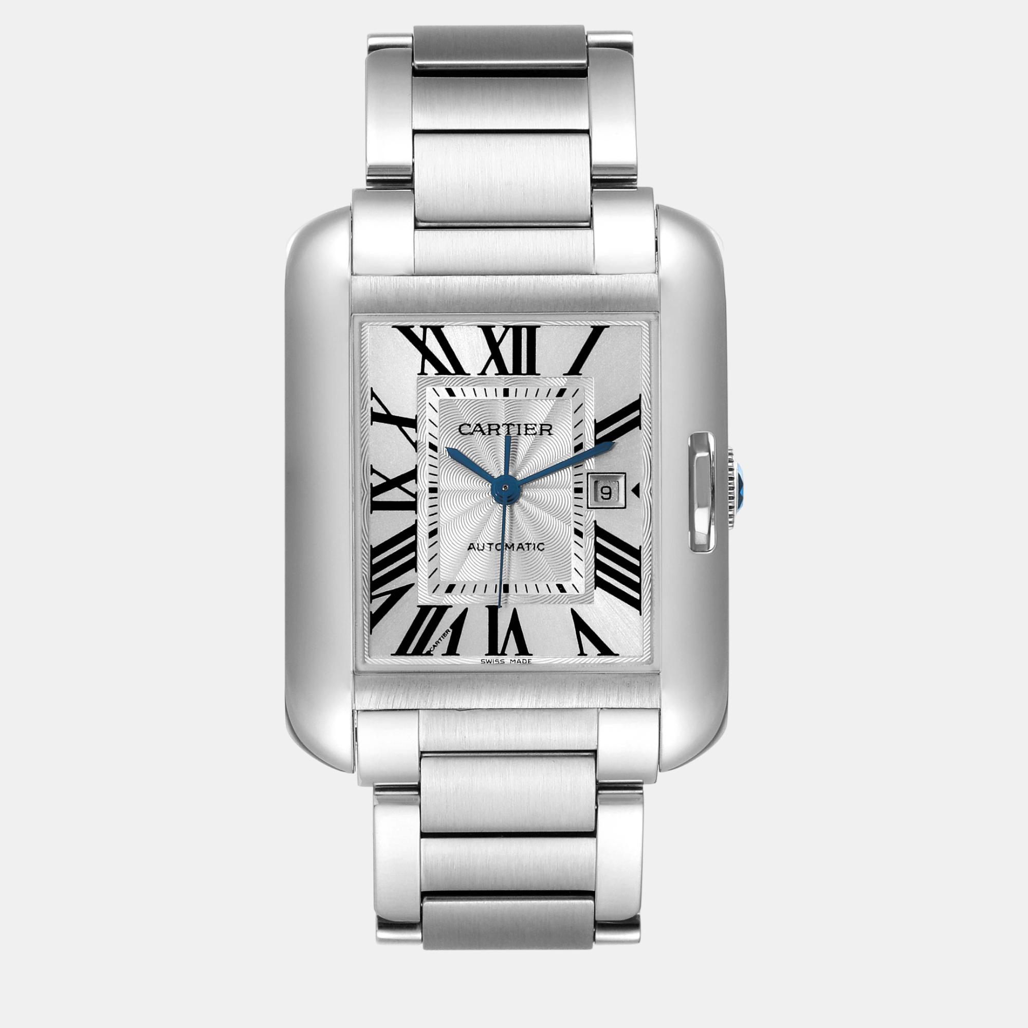 

Cartier Tank Anglaise Large Steel Automatic Men's Watch W5310009, Silver