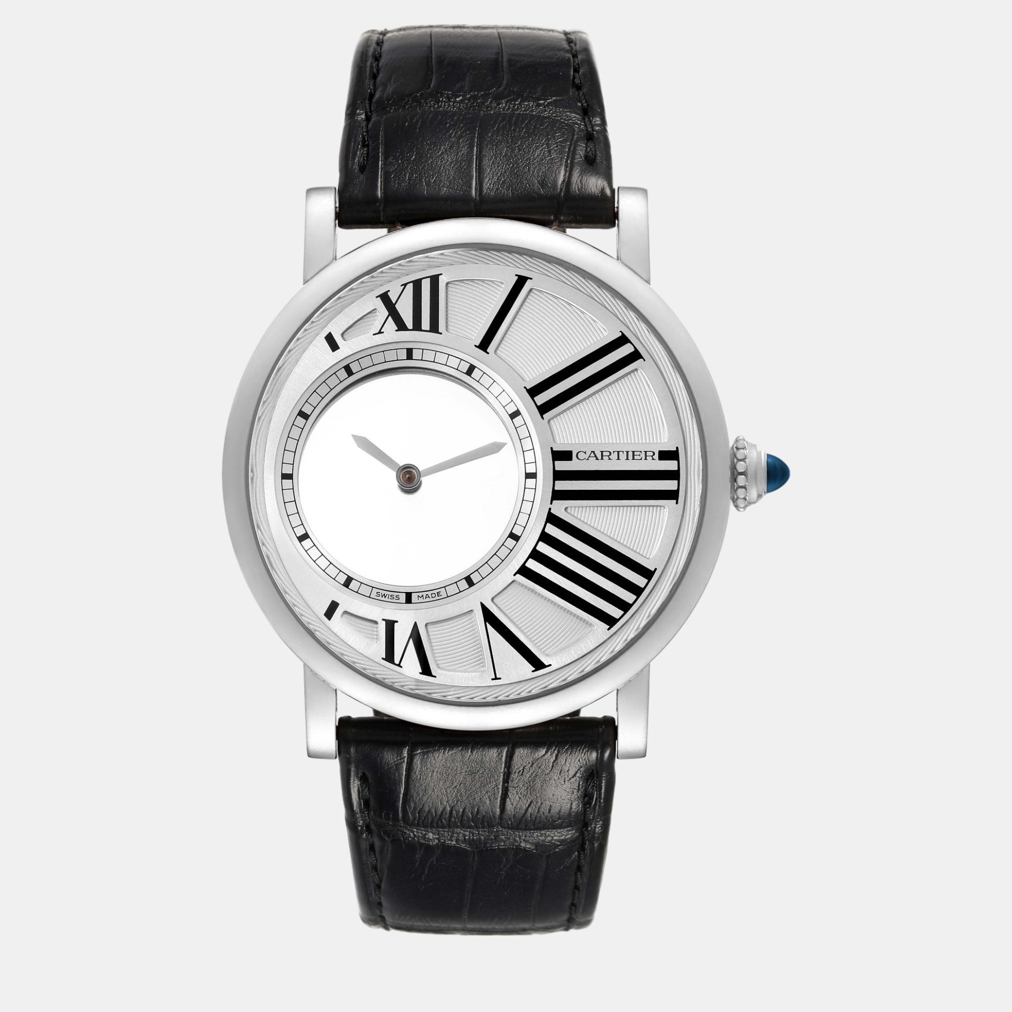 

Cartier Rotonde Heure Mysterieuse White Gold Men's Watch W1556224 42 mm, Silver