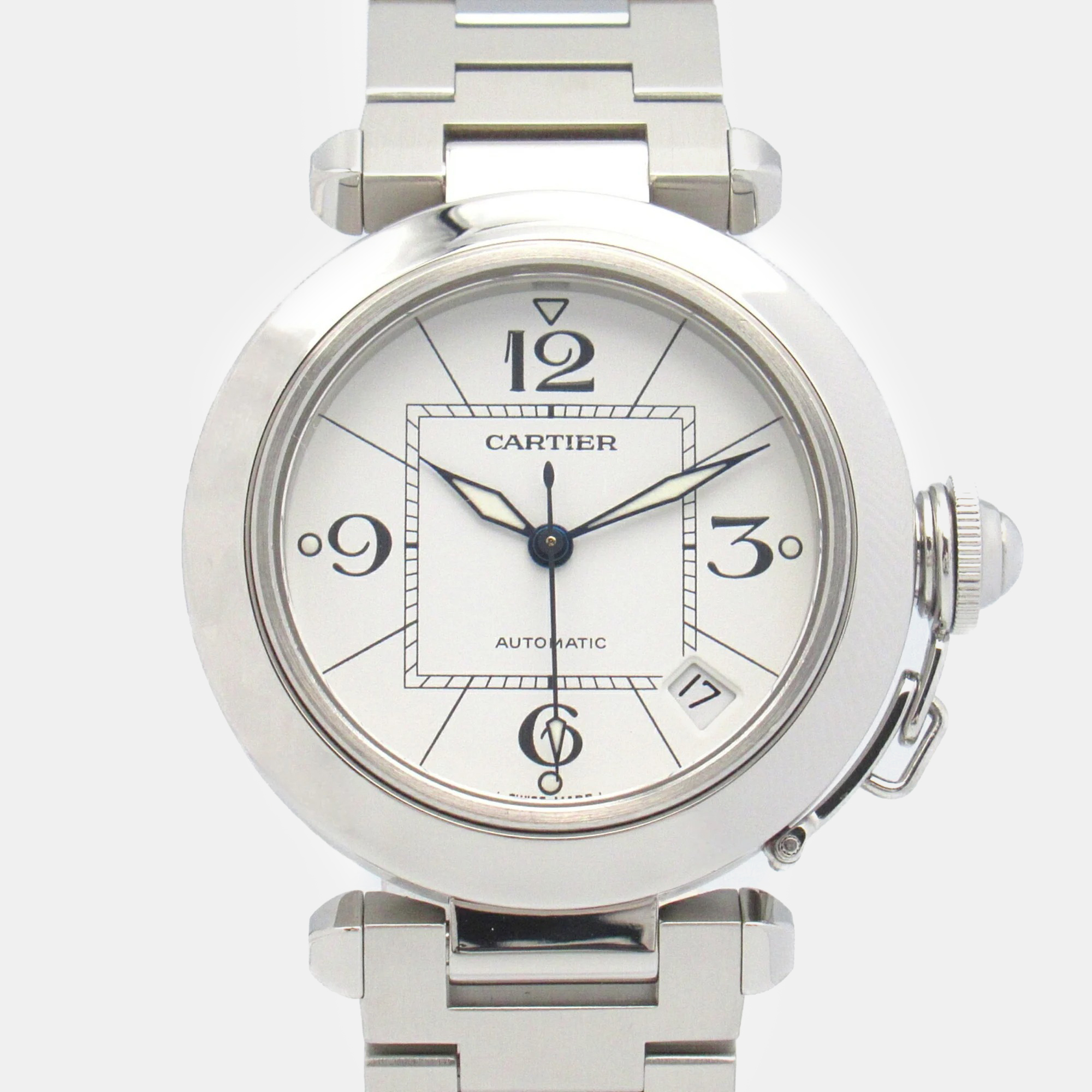 

Cartier White Stainless Steel Pasha C de Cartier W31074M7 Automatic Men's Wristwatch 35 mm