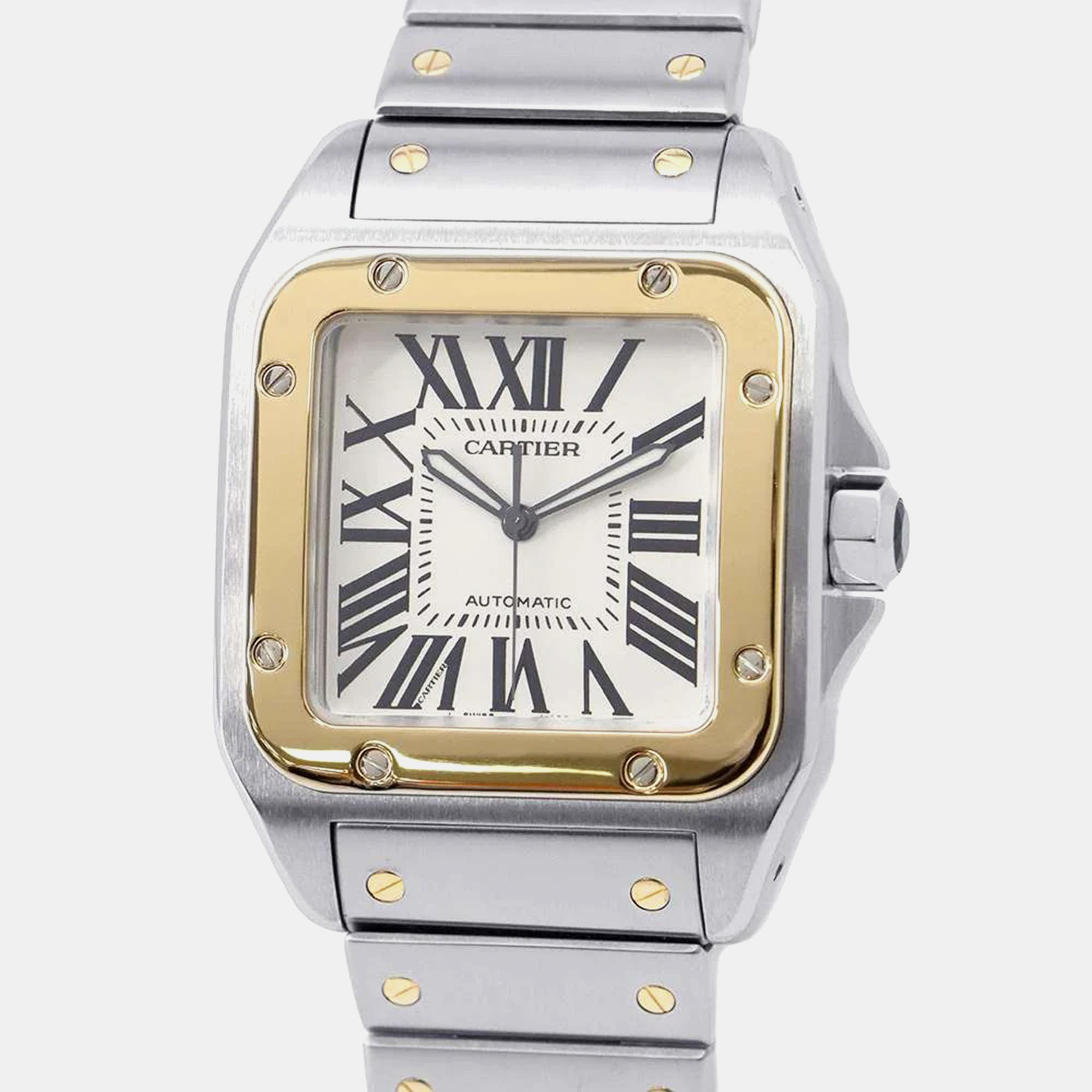 

Cartier Silver 18k Yellow Gold Stainless Steel Santos W200728G Automatic Men's Wristwatch 41 mm