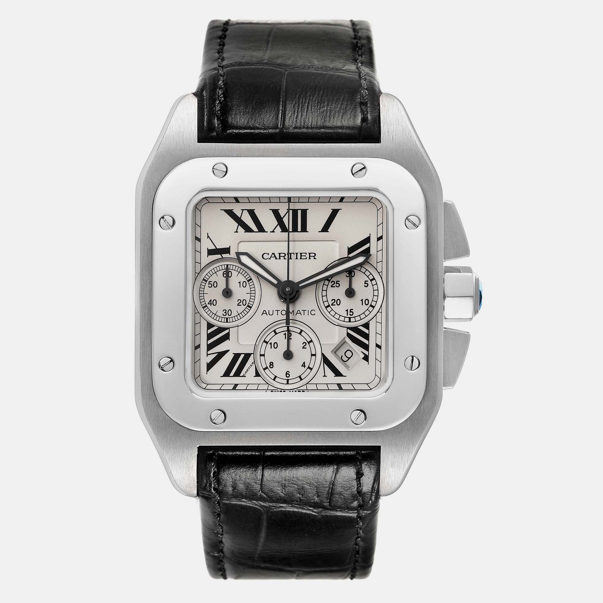 

Cartier Santos 100 XL Silver Dial Chronograph Mens Watch W20090X8