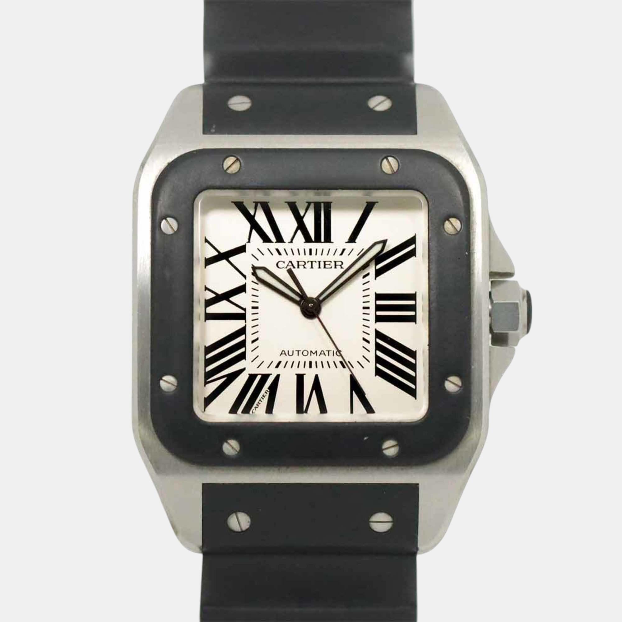 

Cartier Silver Santos 100 LM W20121U2 Men's Watch Automatic