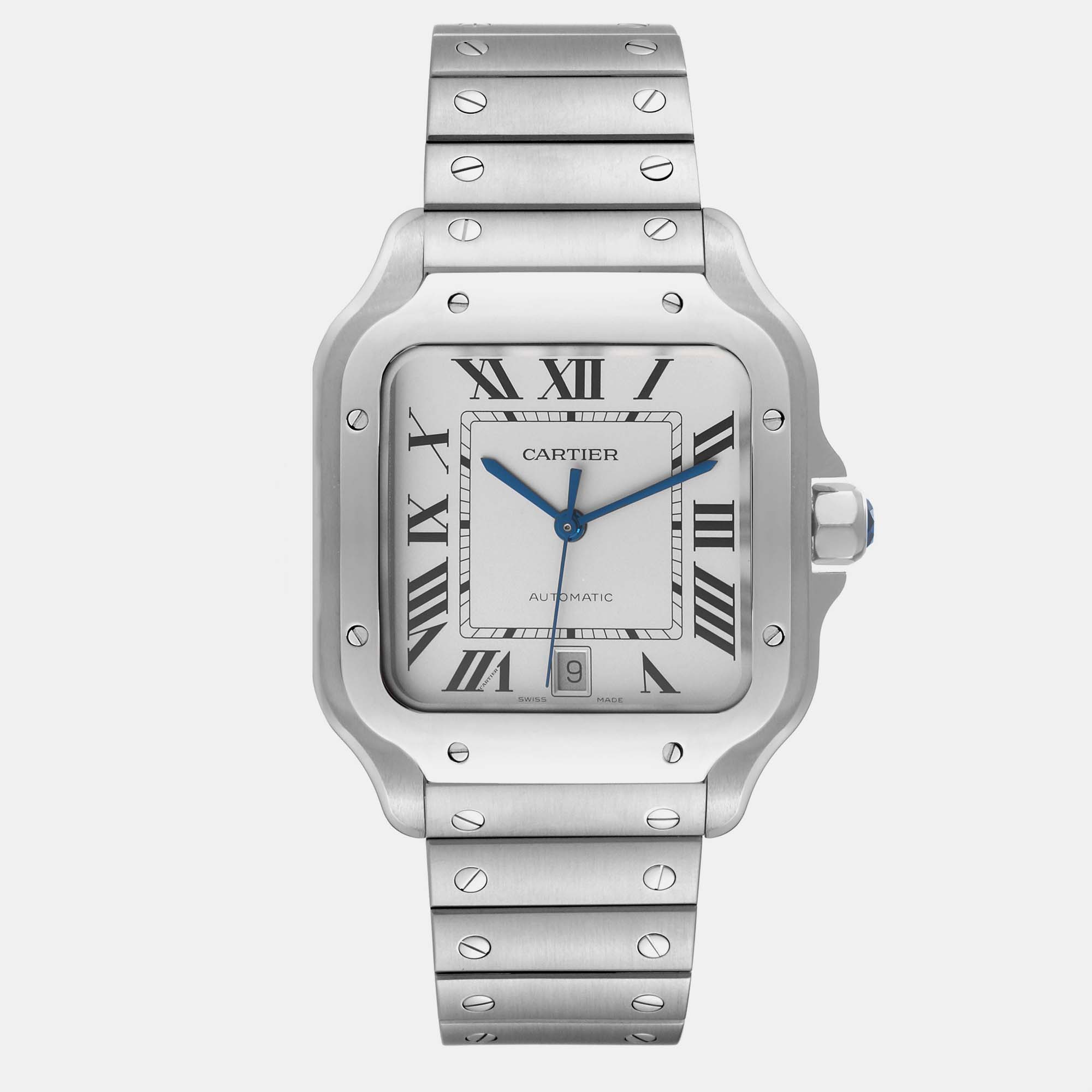 

Cartier Santos Large Silver Dial Steel Men's Watch