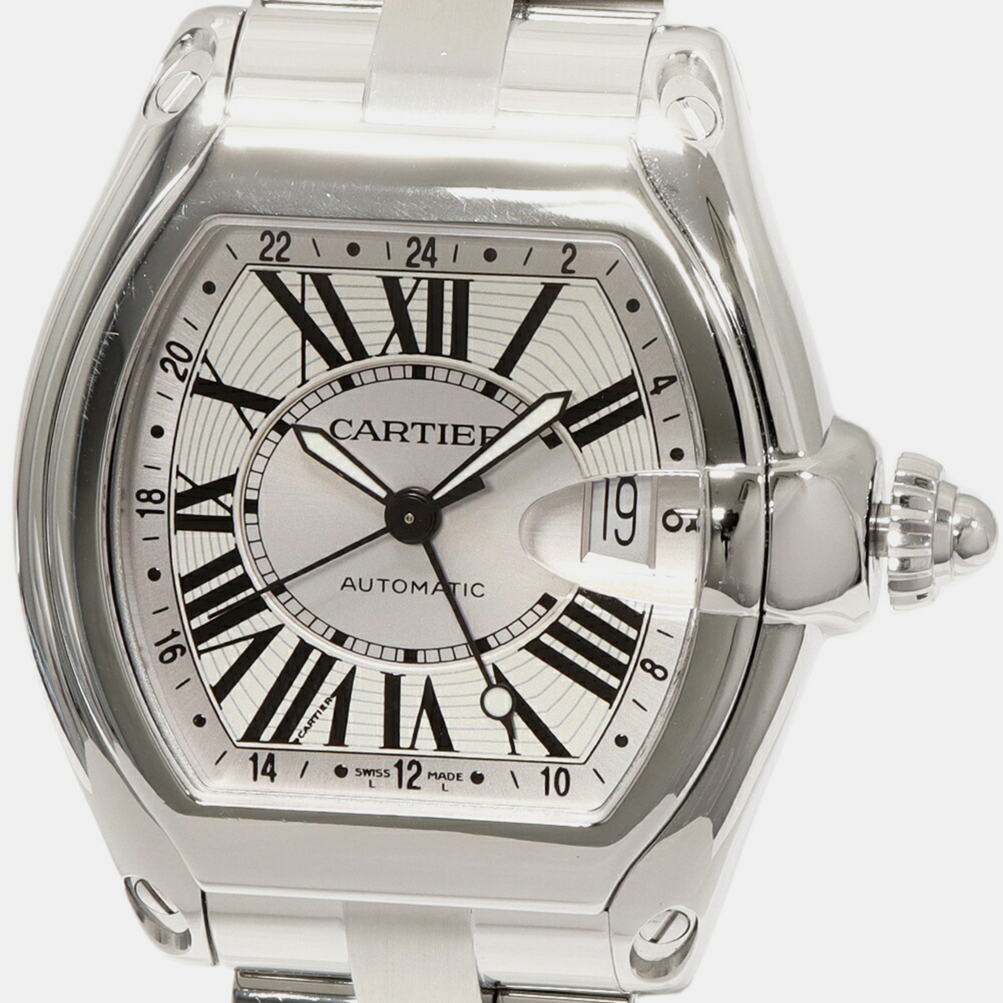 

Cartier Silver Stainless Steel Roadster Automatic Men's Wristwatch 43 mm