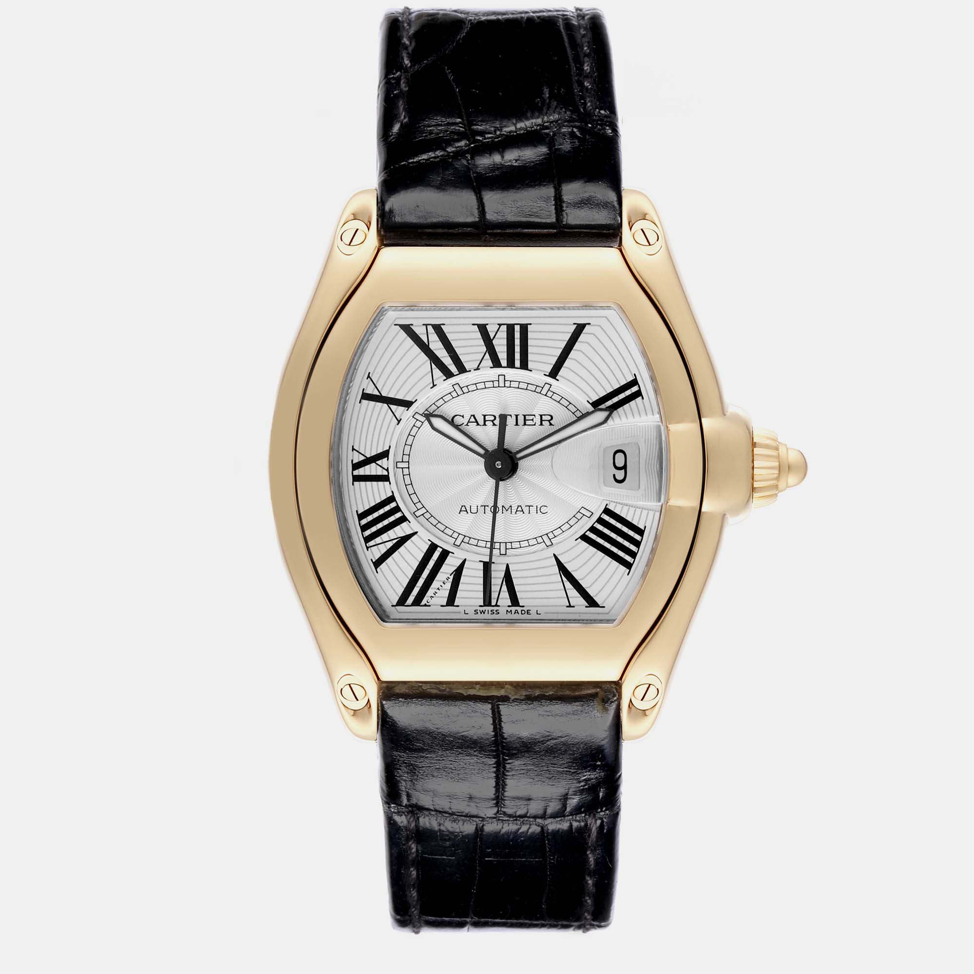 

Cartier Roadster Yellow Gold Large Men's Watch 37 mm, Silver