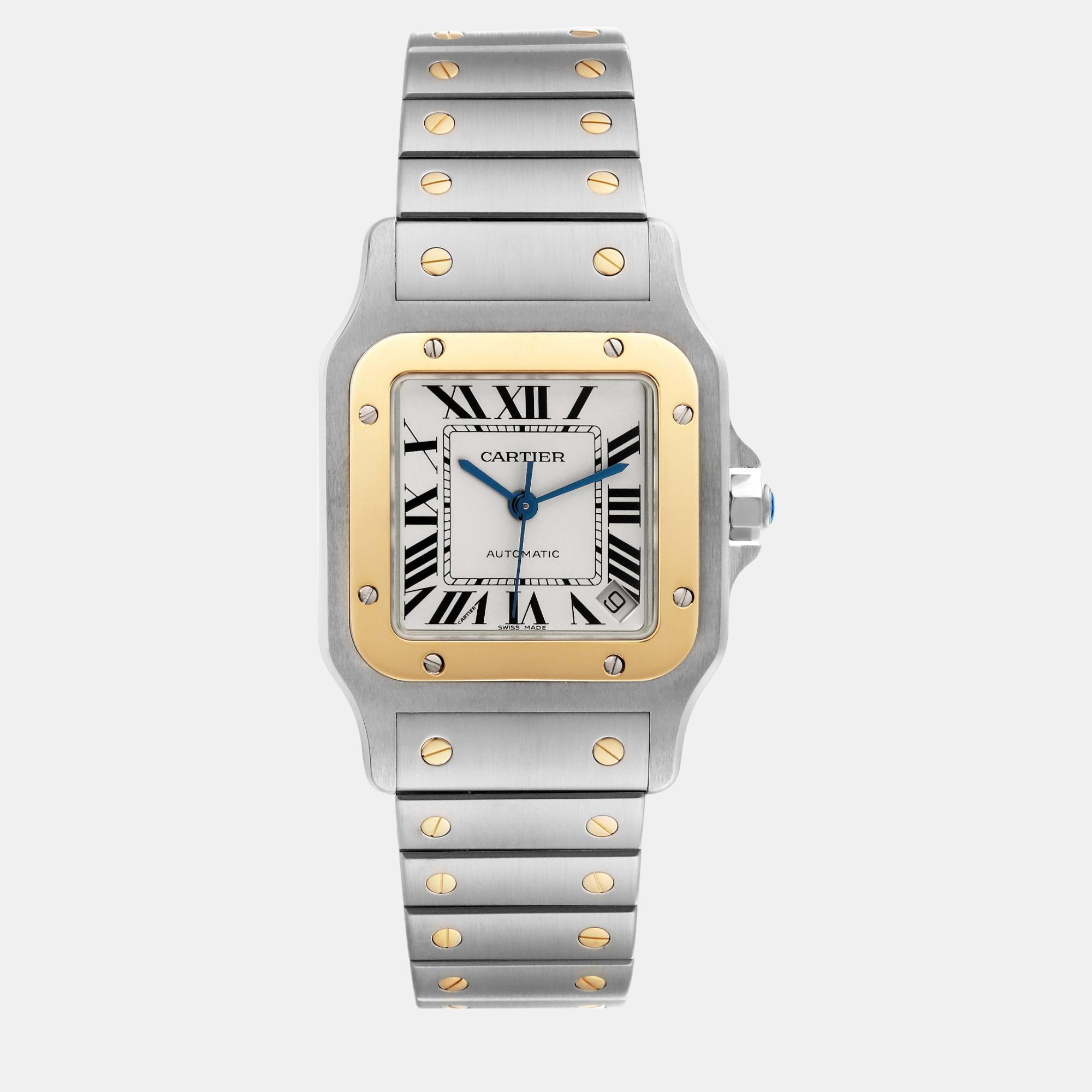 

Cartier Santos Galbee XL Steel Yellow Gold Men's Watch W20099C4, Silver