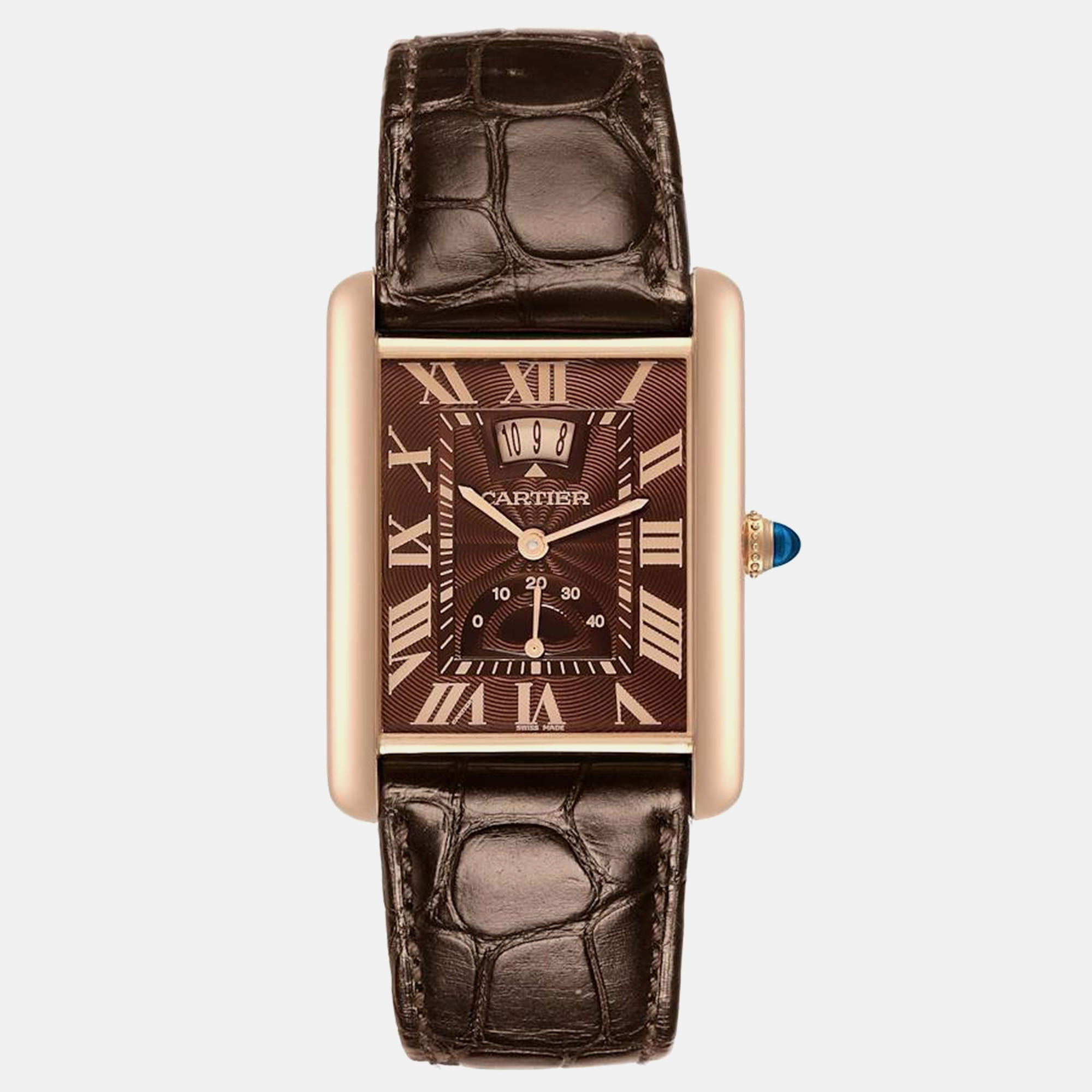 Pre-owned Cartier Tank Louis Xl Brown Dial Rose Gold Mens Watch W1560002 29.2 Mm X 38.0 Mm