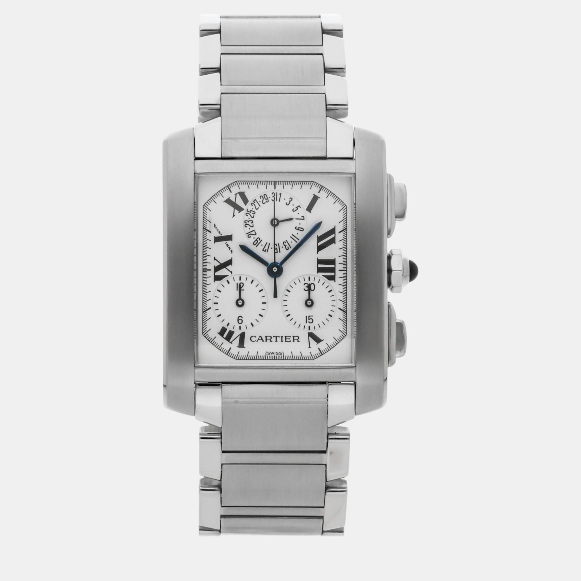 

Cartier Silver Stainless Steel Tank Francaise W51001Q3 Quartz Men's Wristwatch 28 mm