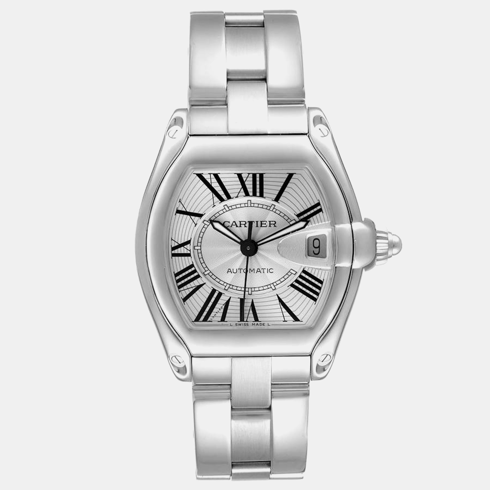 

Cartier Silver Stainless Steel Roadster W62025V3 Automatic Men's Wristwatch 38 mm