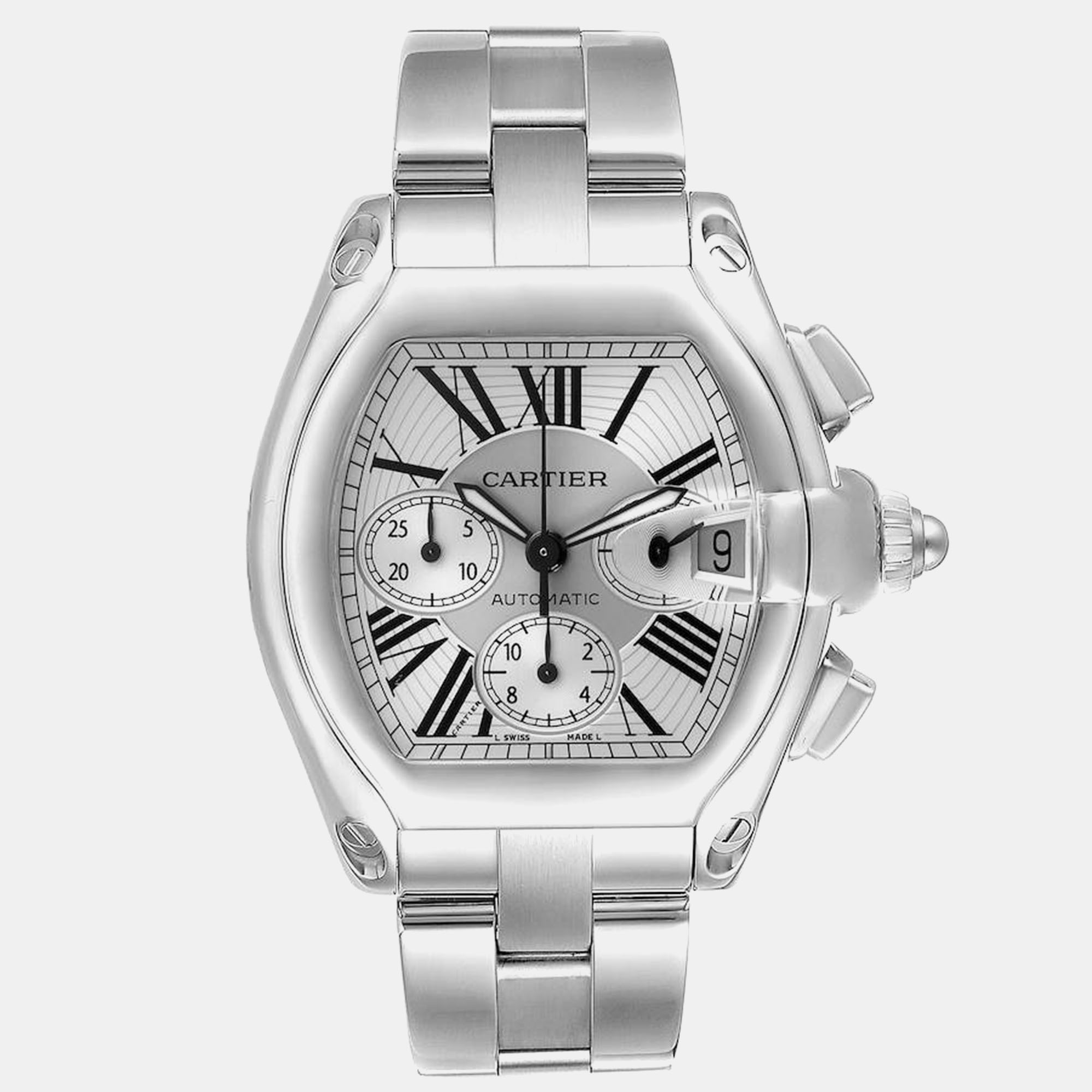 

Cartier Roadster XL Chronograph Steel Men's Watch W62019X6 49 x 43 mm, Silver