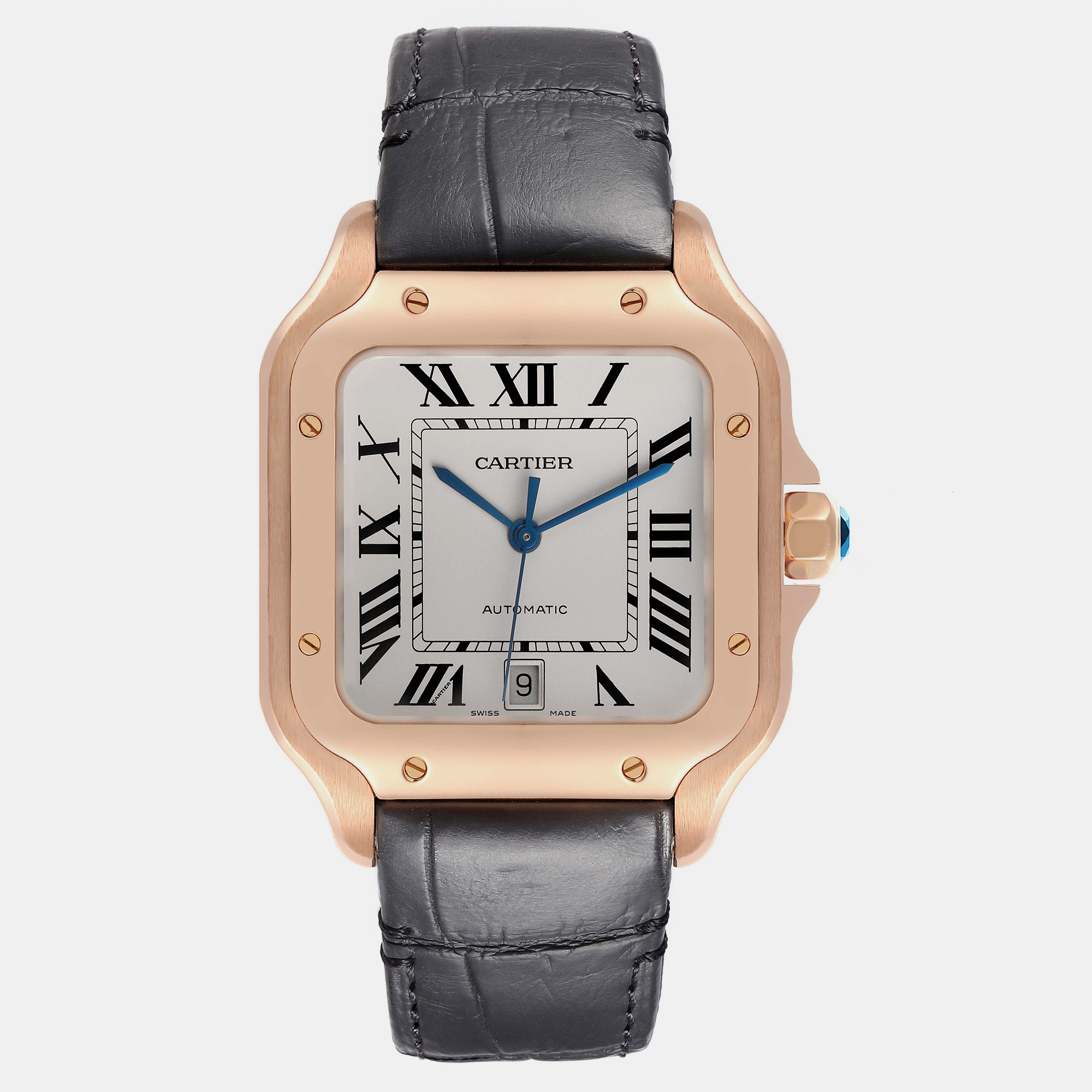 

Cartier Santos 100  Rose Gold Silver Dial Men's Watch WGSA0011 39.8 mm