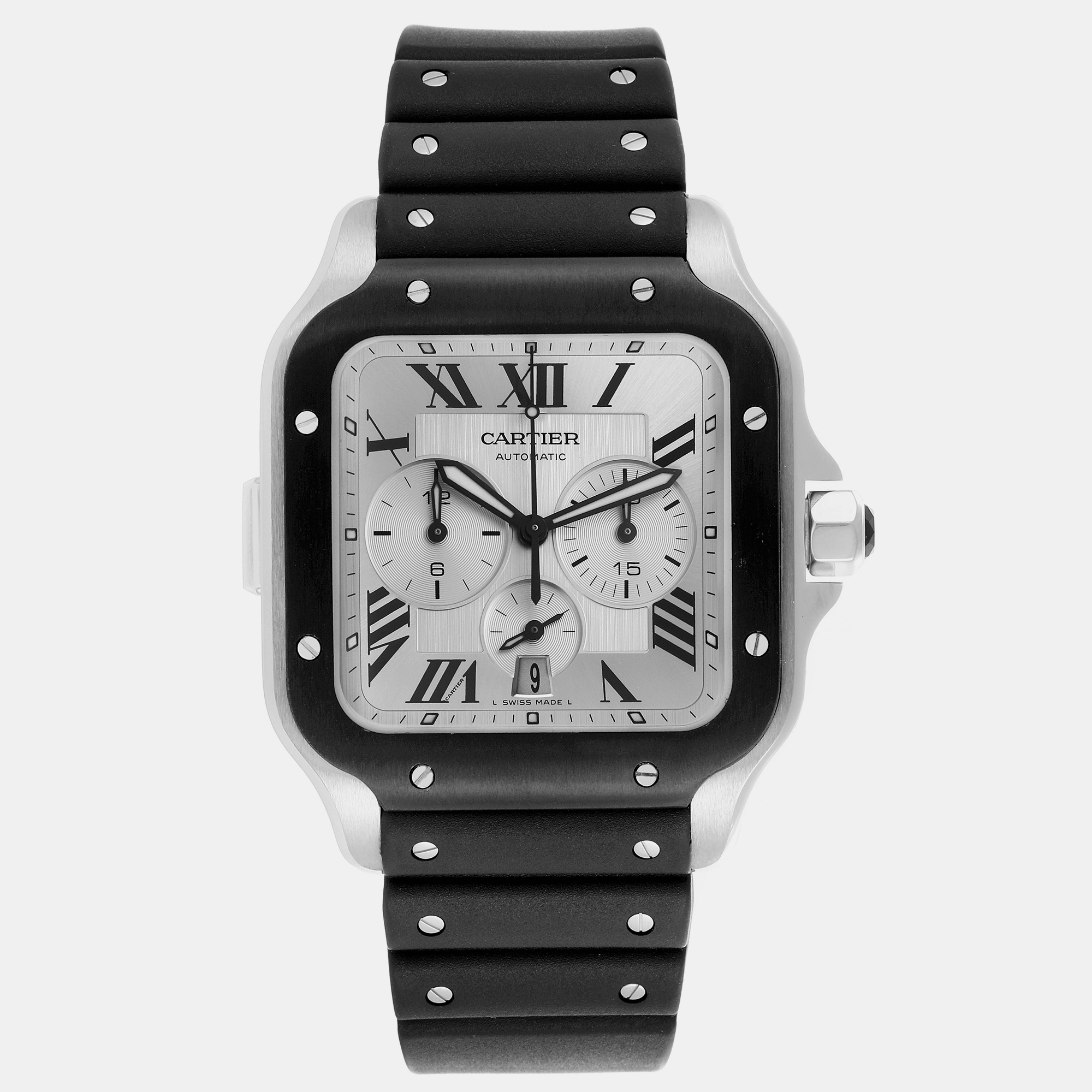 

Cartier Santos  Chronograph Steel ADLC Men's Watch WSSA0017 43.3 mm, Silver