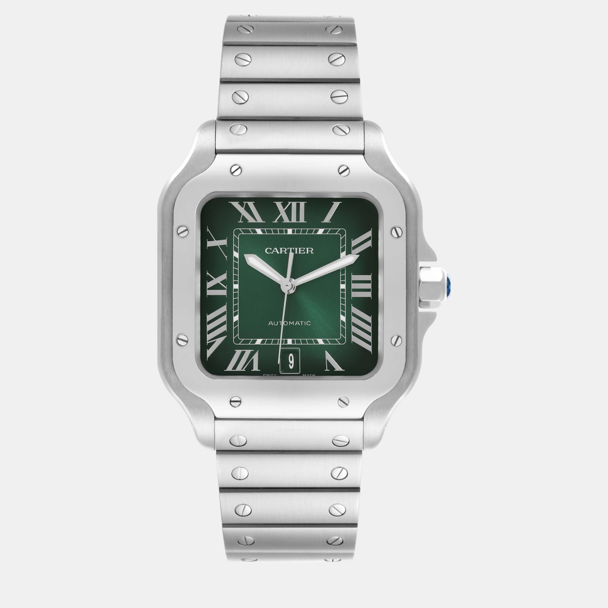 

Cartier Santos Large Green Dial Steel Men's Watch