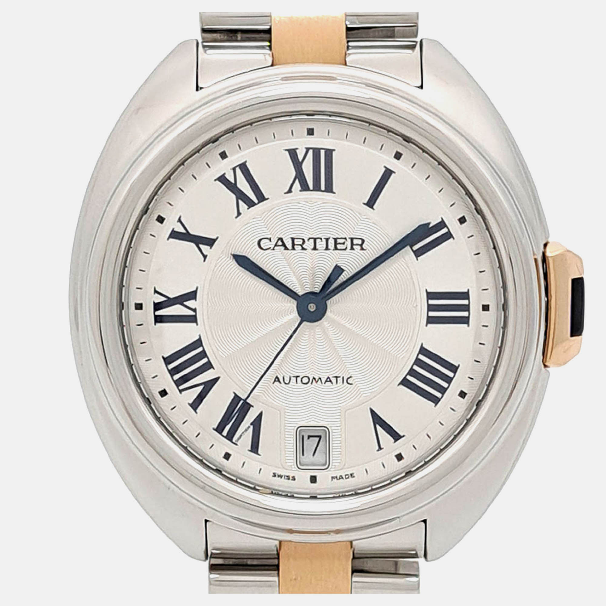 

Cartier Silver Stainless Steel Cle de Cartier W2CL0003 Automatic Men's Wristwatch 38 mm