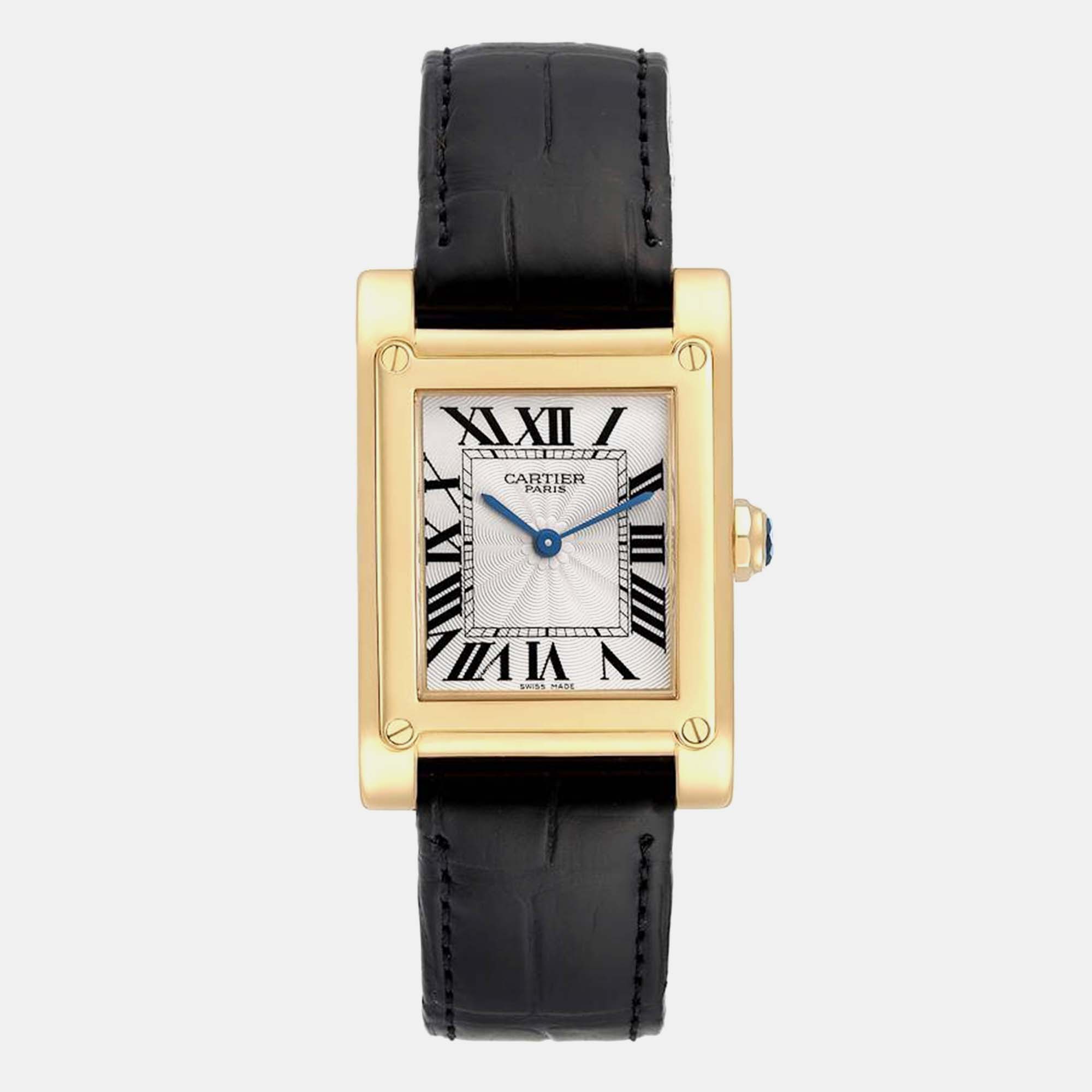 

Cartier Tank a Vis Privee CPCP Collection Yellow Gold Men's Watch W1529451 27 x 30 mm, Silver