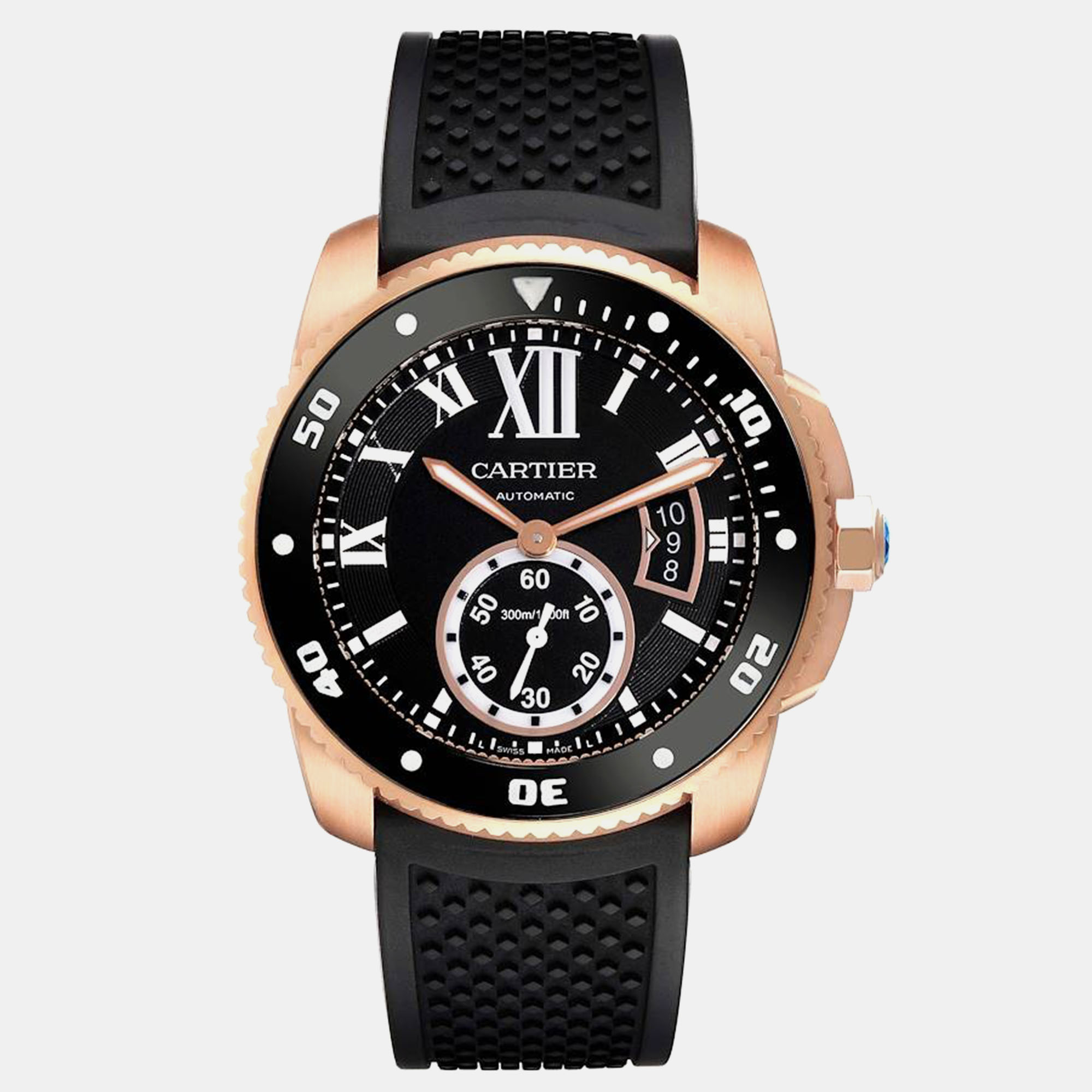 

Cartier Calibre Rose Gold Black Dial Automatic Mens Watch W7100052