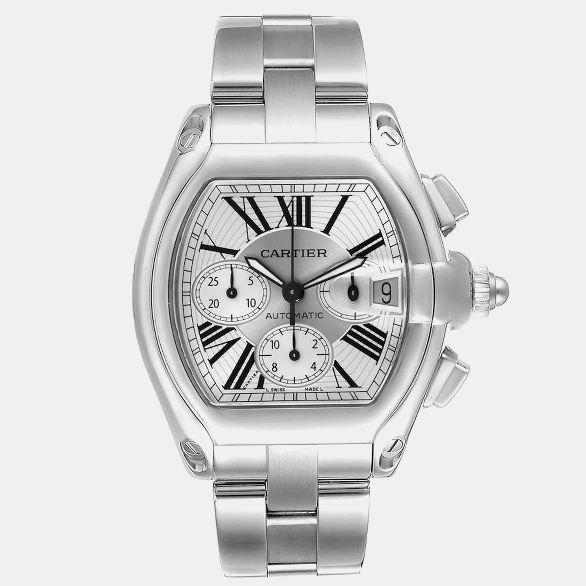 

Cartier Roadster XL Chronograph Steel Mens Watch W62019X6, Silver