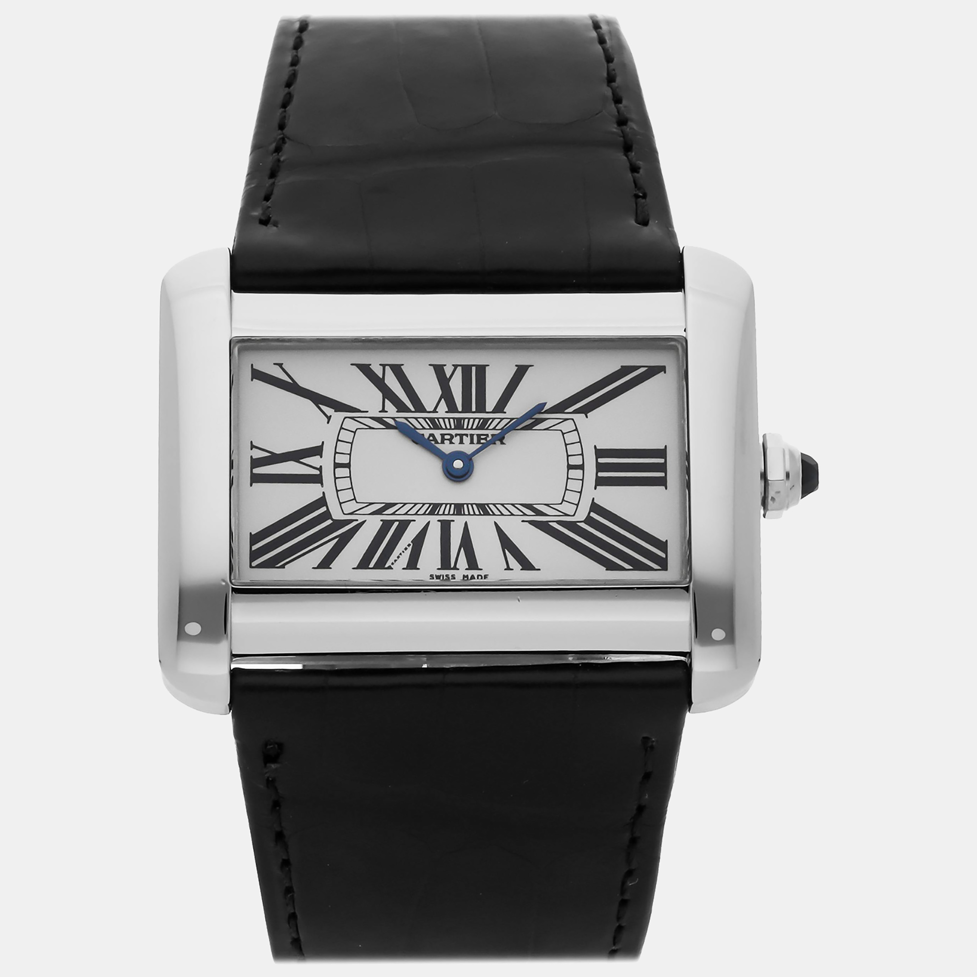 

Cartier Silver Stainless Steel Tank Divan W6300655 Quartz Men's Wristwatch 38 mm